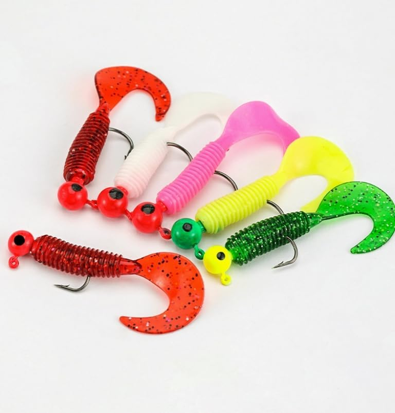 20Pcs Soft Swimbait Lures Set - 3.5G Artificial Plastic Fishing Baits with Tail Grub Action, Worm & Moggot Design for Bass/Bream/Flathead/Tailor (Multi-Color) image number 2