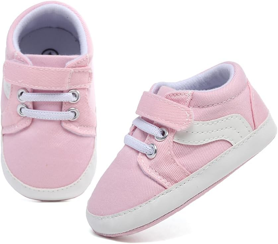 Baby Boys and Girls Celebrity High Top Sports Shoes Soft anti Slip Soles Newborn First Walker Canvas Fashionable Denim Shoes image number 5