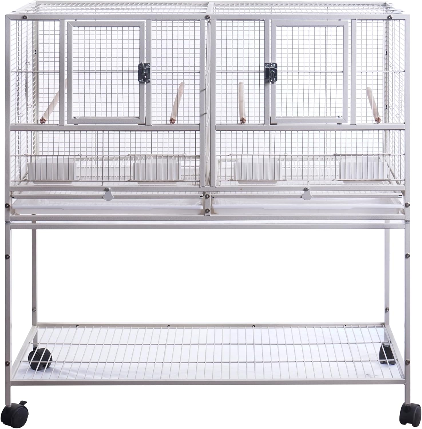 YES4PETS White Breeding Bird Budgies Aviary Cage Shelf Lockable Wheels image number 4