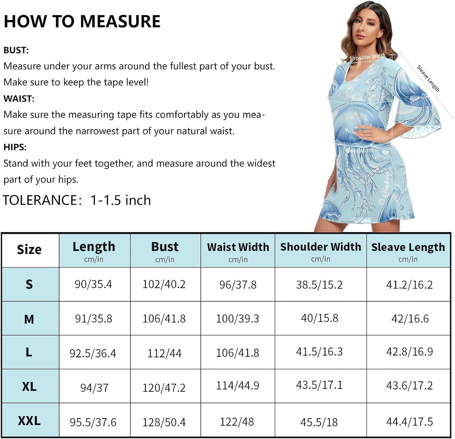 Blue Jellyfish Cartoon Summer Dress Printed Line Maternity Dress S-XXL image number 2