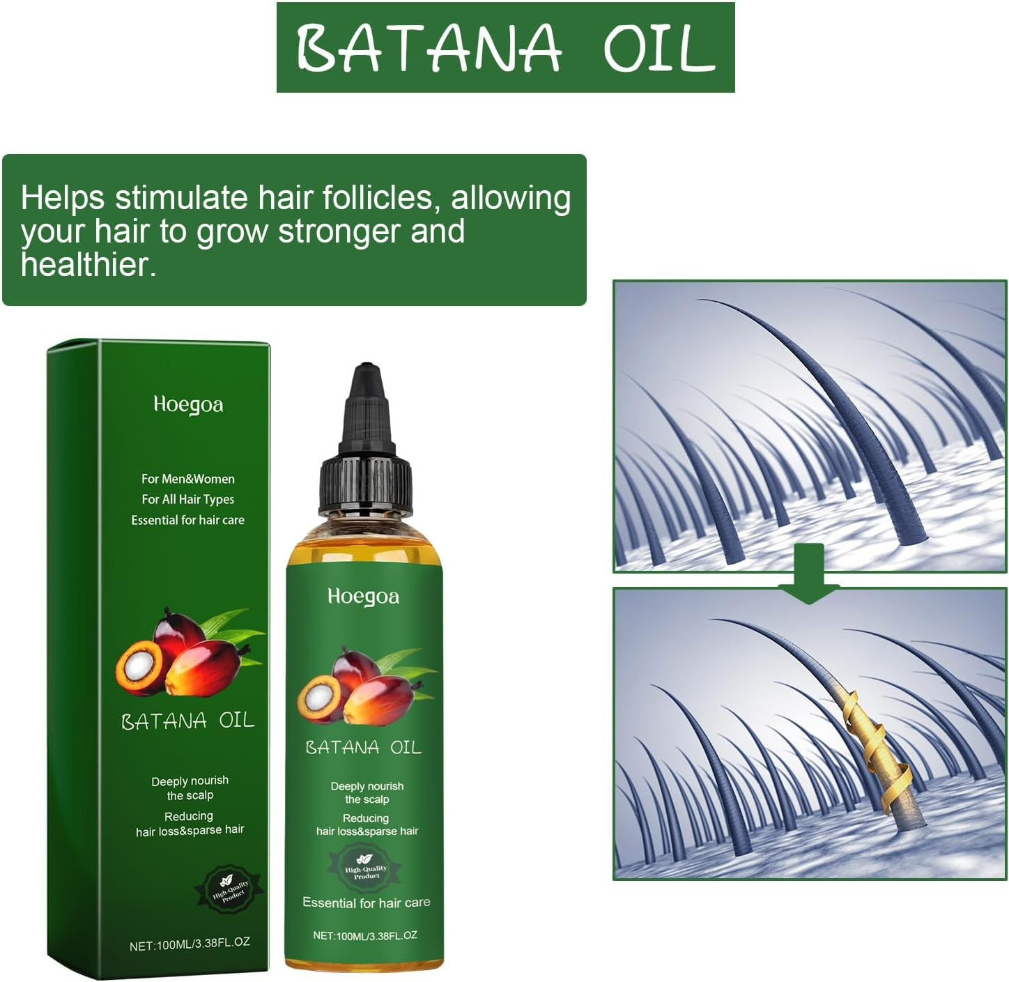 Batana Oil Hair Growth Serum - 2 Packs Premium Natural Organic Botana Hair Oil for Nourishing Scalp Treatment image number 4