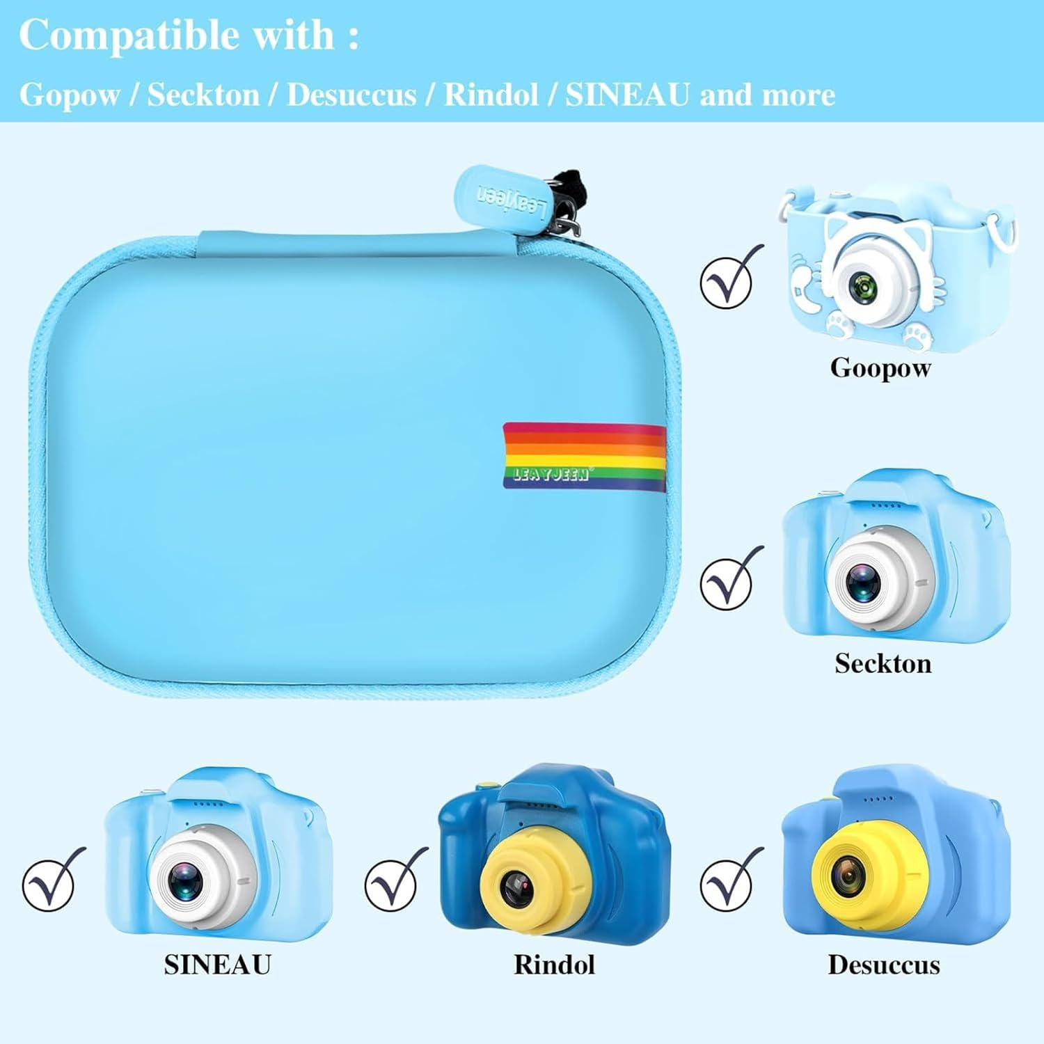Leayjeen Kids Camera Case Compatible with Goopow Kids Camera Toys for 3-8 Years Old Boys and Girl, Kids Digital Video Camera for Gift (Blue) image number 6
