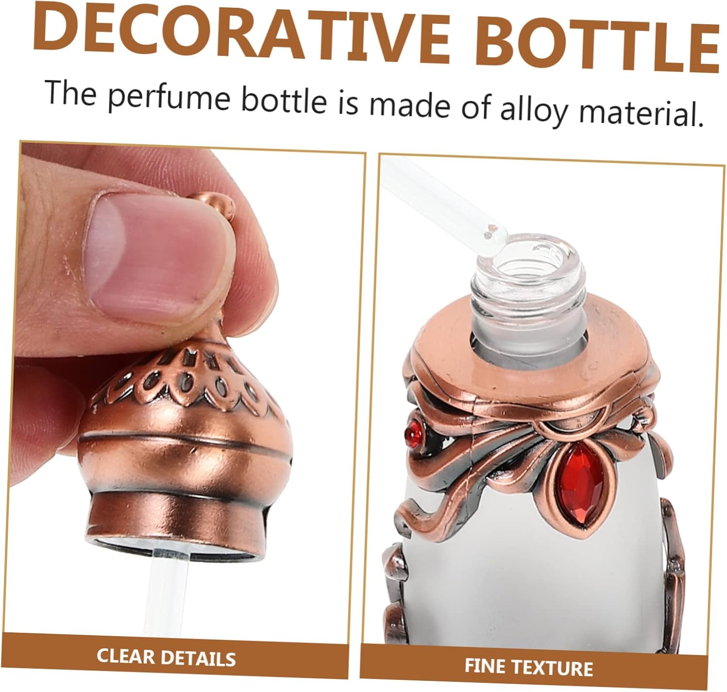Perfume Bottle Essential Oil Bottle Vintage Decor Metal Decor Retro Decor Portable Perfume Bottle Metal Trim Decorative Bottle for Perfume Alloy Old Fashioned Container image number 1