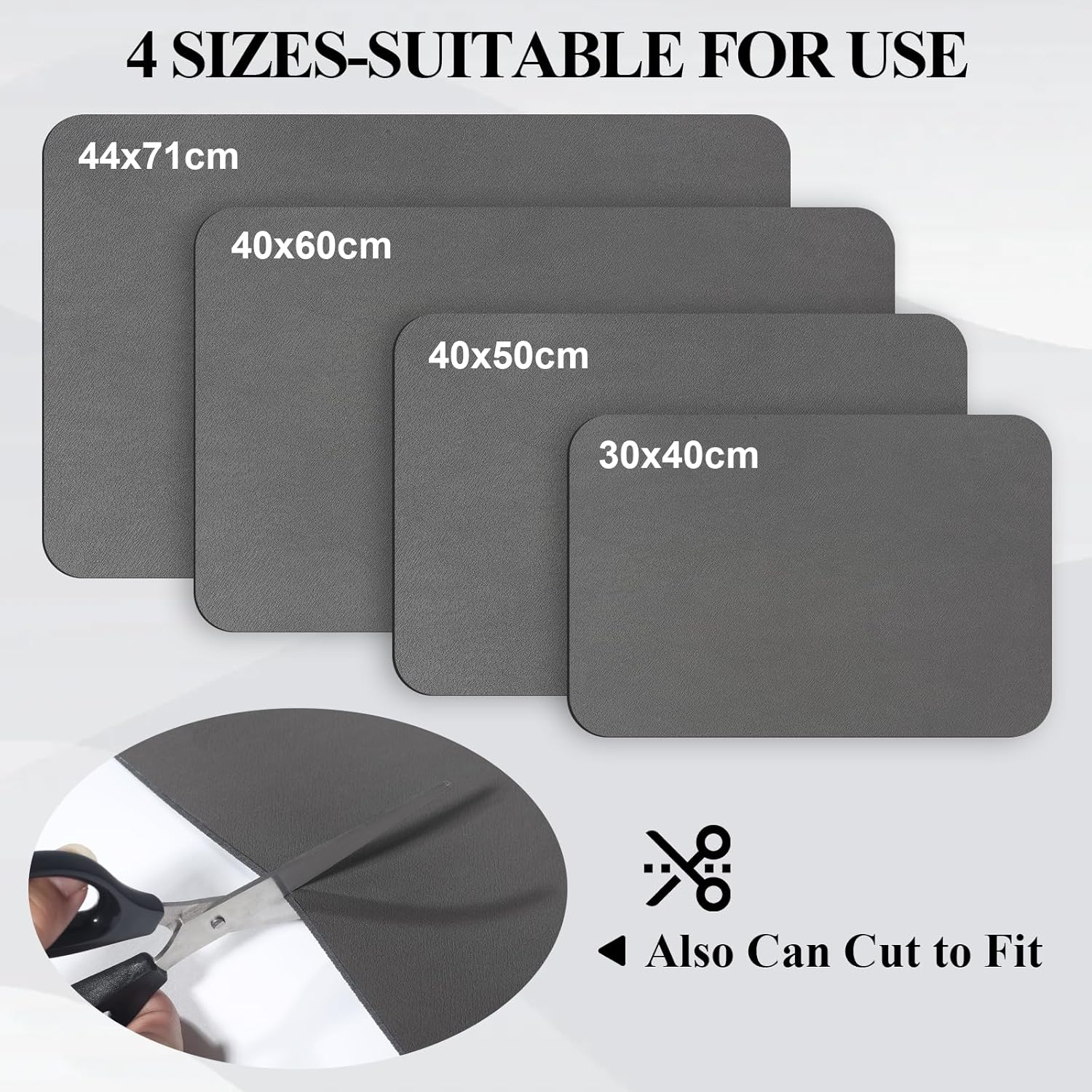 Dish Drying Mat for Kitchen Counter, Rubber Backing Draining Mat ,Hide Stain anti Absorbent for Kitchen Counter, ,Easy to Clean Kitchen Accessories (Dark Grey, 40X60) image number 3