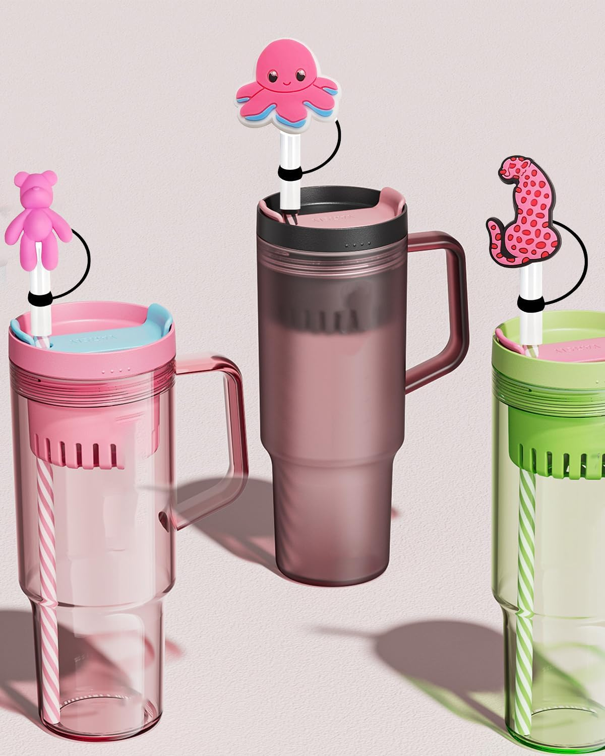 Straw Cover for Stanley Cup, 7Pcs 10Mm Straw Toppers for Stanley Straw Cover 20, 30, 40 Oz Tumbler, Reusable Silicone Straw Tips Covers as Stanley Sccessories image number 3