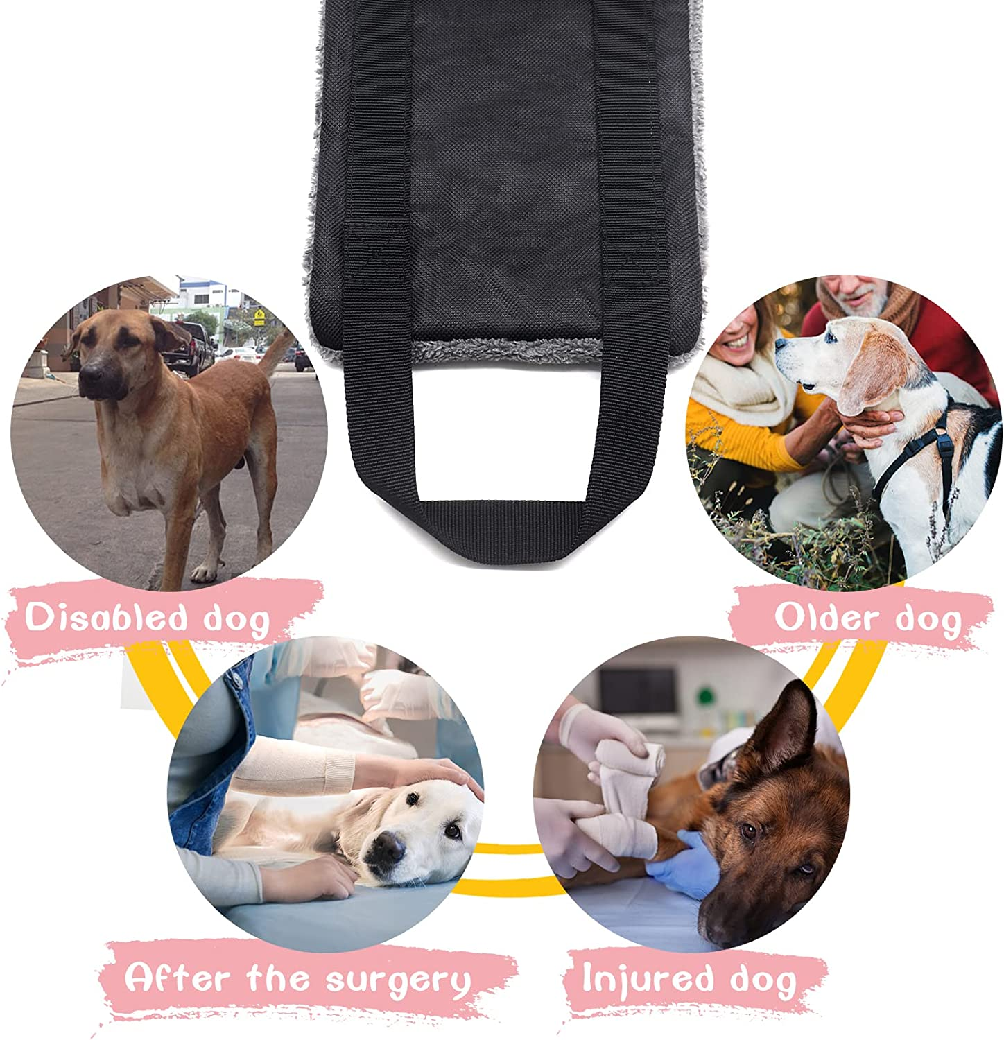 Dog Lift Support Harness Worthplanet 15 X 120Cm Portable Dog Sling for Back Legs Hip Support Harness to Help Lift Dogs Rear for Rehabilitation and Walking for Disable Injured Elderly Pet W280007