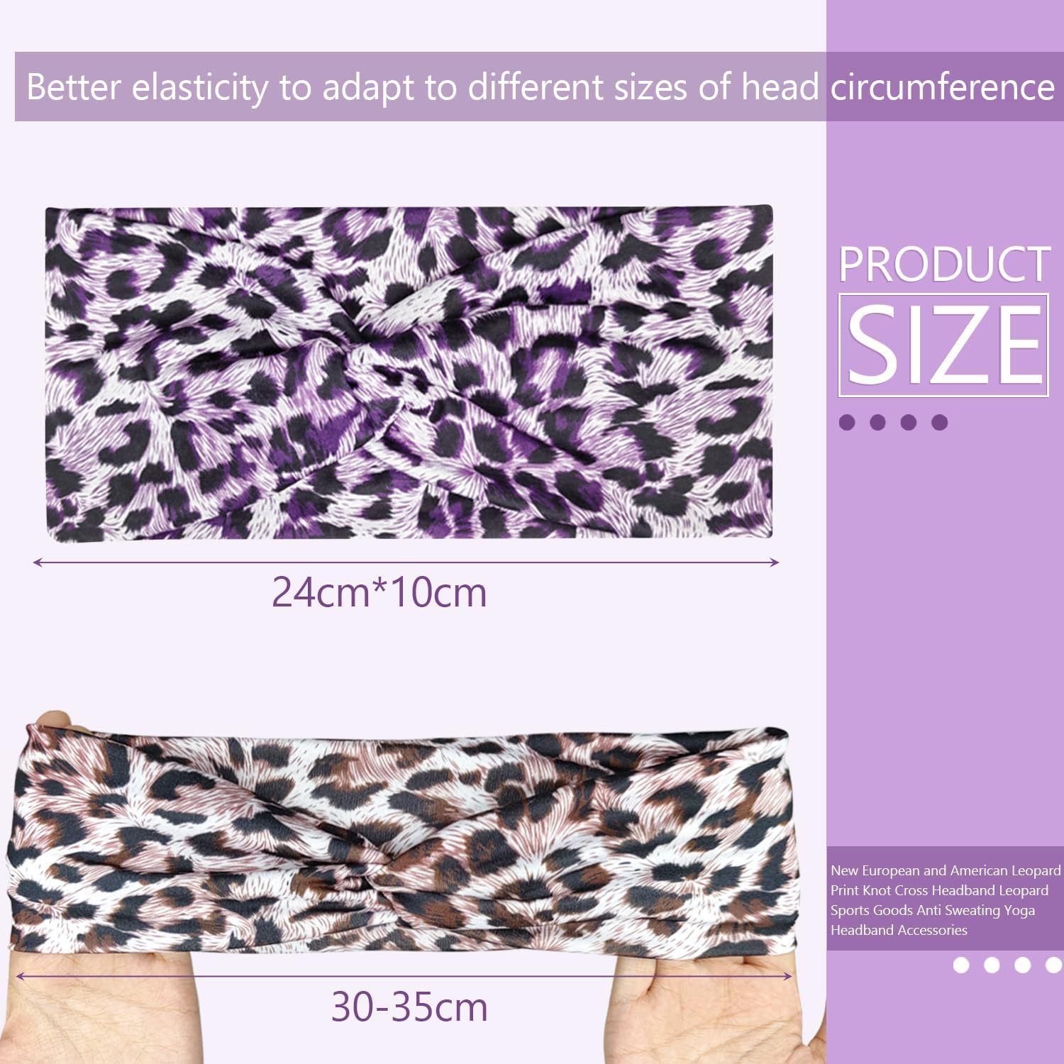 4 Pcs Headband, Headbands Print Leopard Headbands Wide Bandanas Accessories Hairband for Women Girls Knotted Head Bands for Adult Women Hair Suitable for Yoga Cycling Pilates Running image number 2