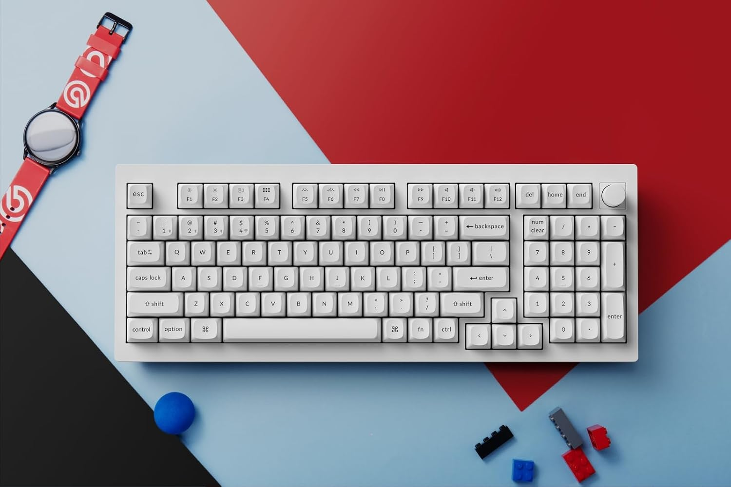 Keychron V5 Max Custom Wireless Mechanical Gaming Keyboard with Number Pad, 96% Layout QMK/VIA 2.4 Ghz/Bluetooth 5.1/Wired, RGB Hot-Swappable Gateron Jupiter Brown Switch for Mac Windows Linux - White image number 3