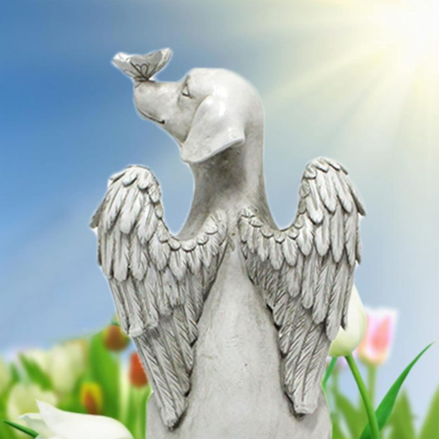 Angel Dog Memorial Statue,Hand Carved Vivid and Exquisite Synthetic Resin Pet Memorial Stone Suitable for Outdoor Gardens image number 5