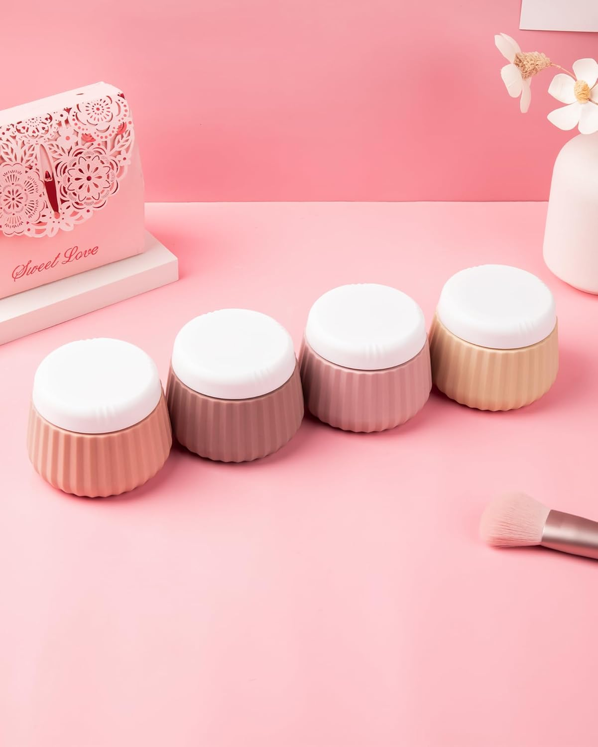 Mrsdry Travel Containers for Toiletries 4 Pack, TSA Approved Travel Size Toiletries, Travel Size Containers, with Clear Bag Leak Proof Silicone Jars, Travel Essentials Creams Jars Carrying Small Items image number 5