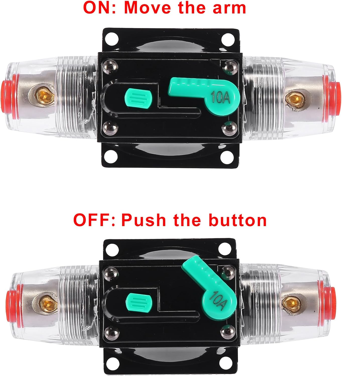 X AUTOHAUX DC 12V/ 24V/ 32V 10Amp Reset Circuit Breaker Audio Inline Fuse Holder Protector for Car Truck Boat RV image number 6