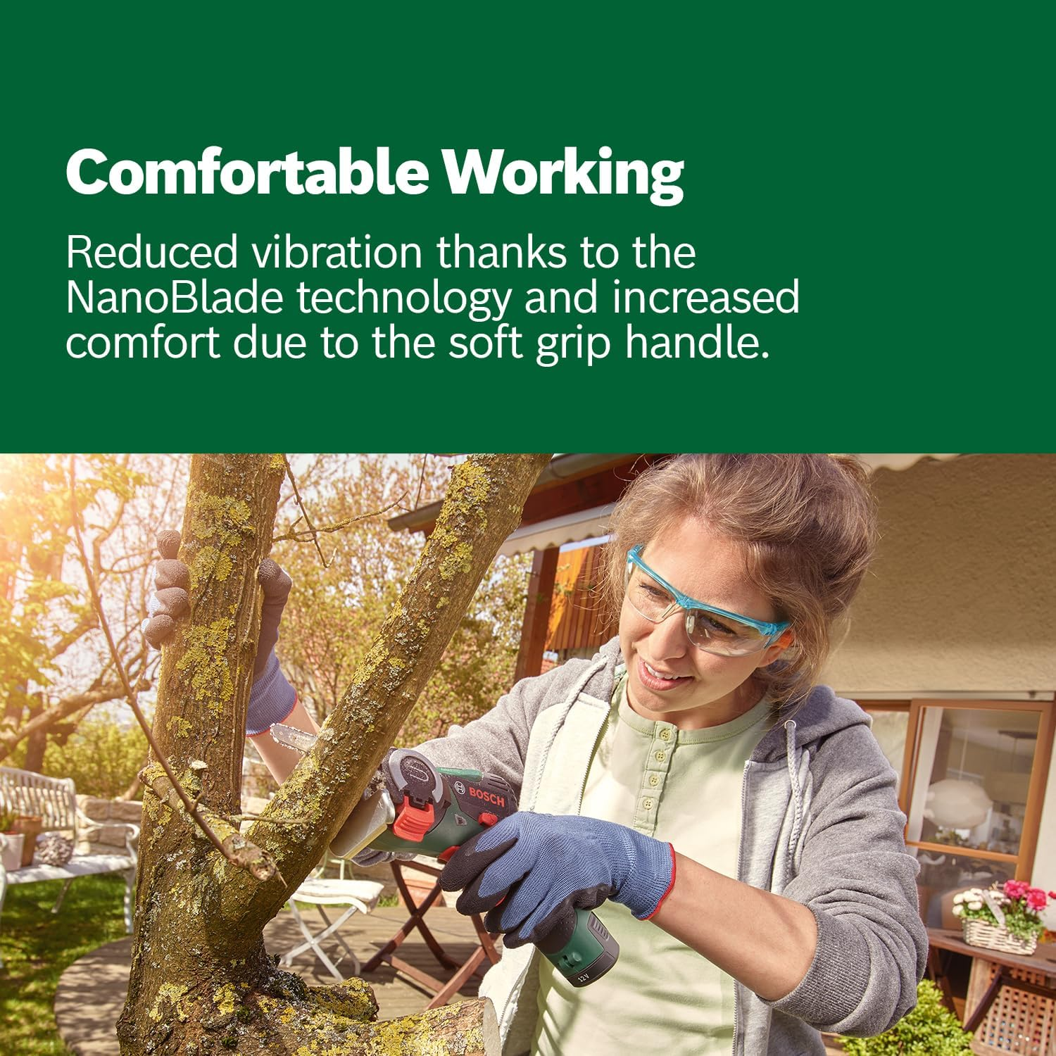 Bosch Home & Garden 12V Cordless Nanoblade Saw, Pruning & DIY Cuts, Vibrationless, Includes 2.5Ah Battery, Charger & Case (Easycut 12). Made in Europe image number 2