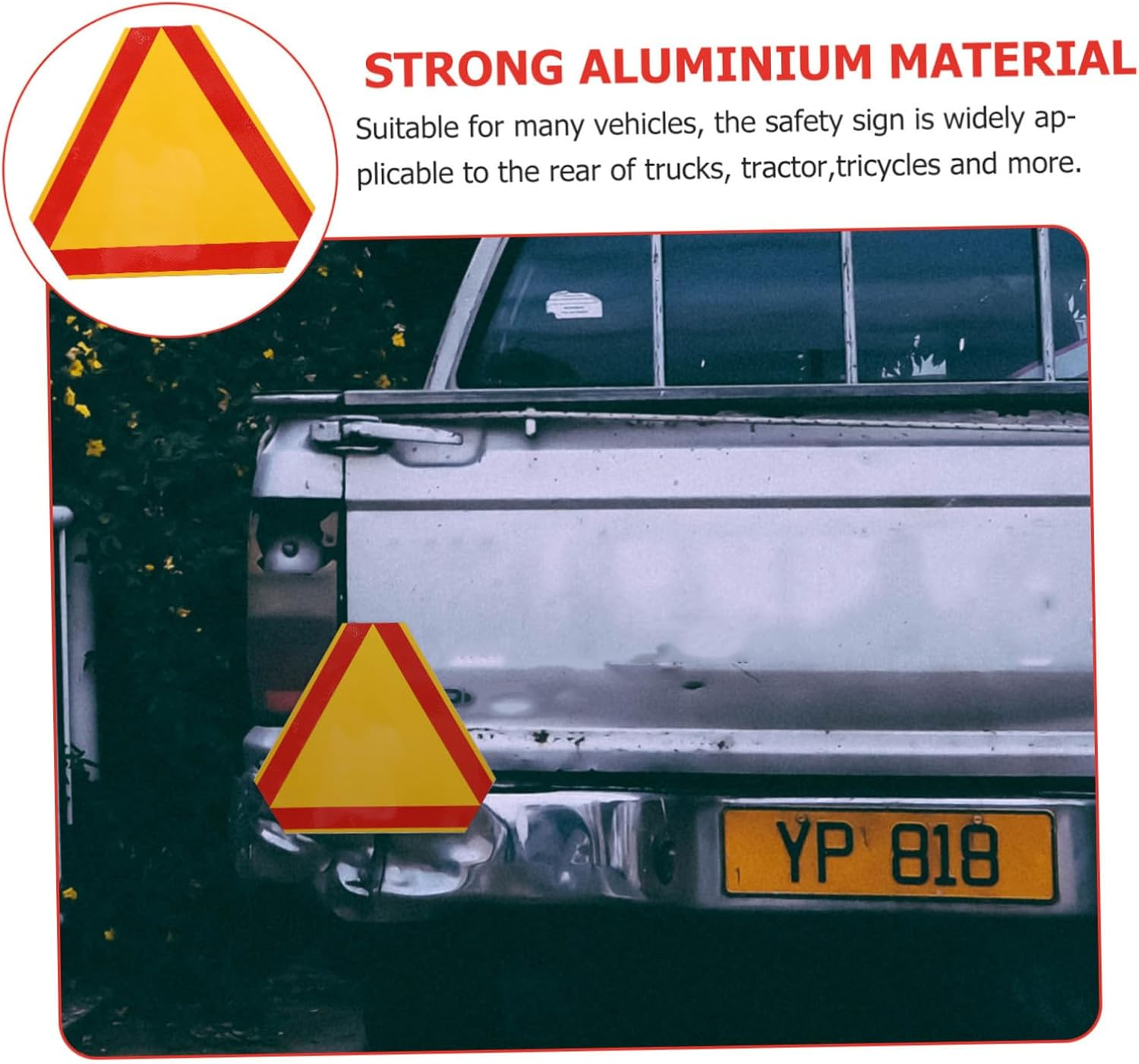 Reflective Safety Triangle Emergency Triangle Warning Reflector 2Pcs 35Cm/13.8In Yellow Base Aluminum for Roadside Emergency Low Speed Vehicles Trucks Tricycles - Multi image number 4