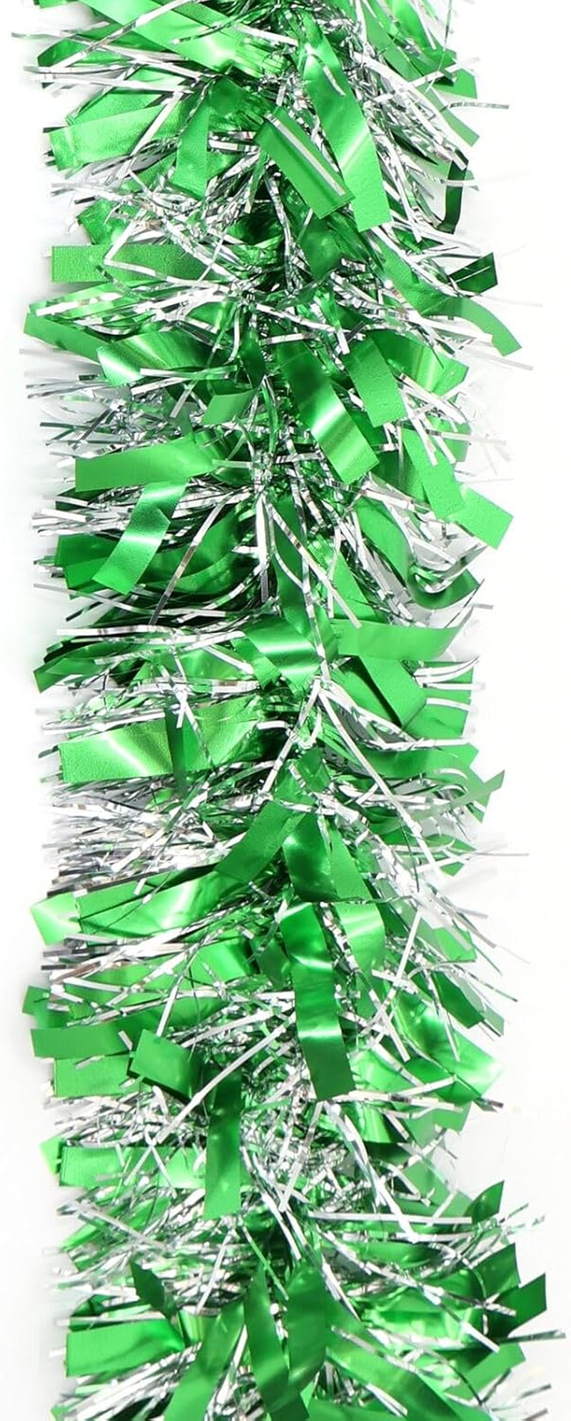 FIL 12M Premium Christmas Tinsel Extra Wide Garland 4M X3 Xmas Tree Decoration Full [Design: Metallic Trees_Gold] - Candy Cane_Red Silver image number 7