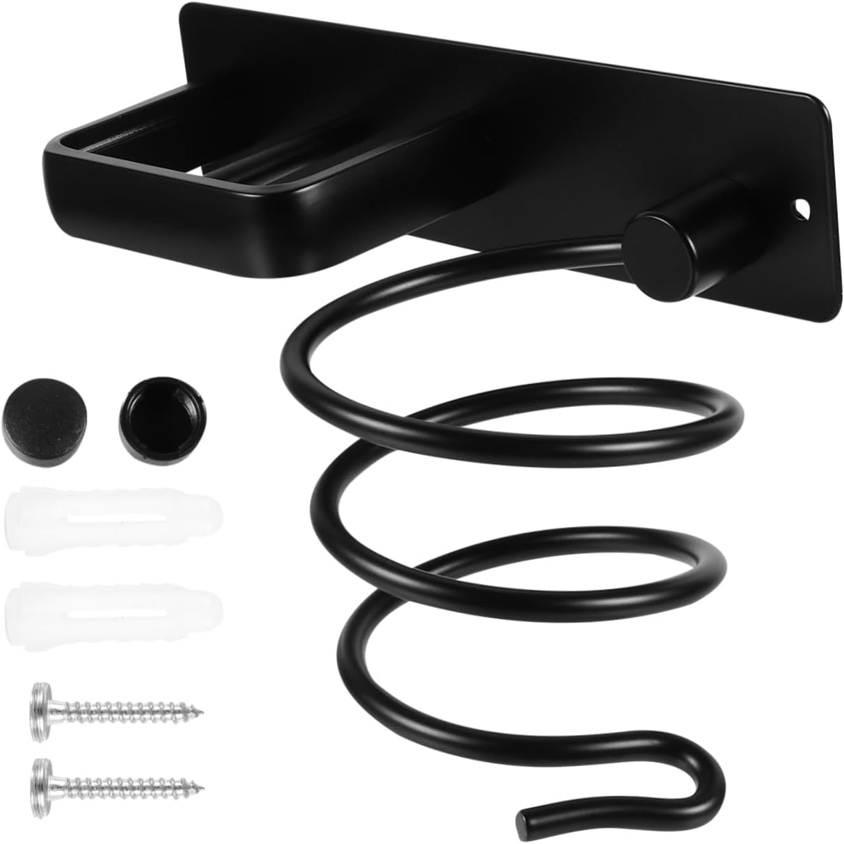 WOONEKY Space Aluminum Hair Dryer Bracket Wall-Mounted Organizer Easy to Assemble for Bathroom