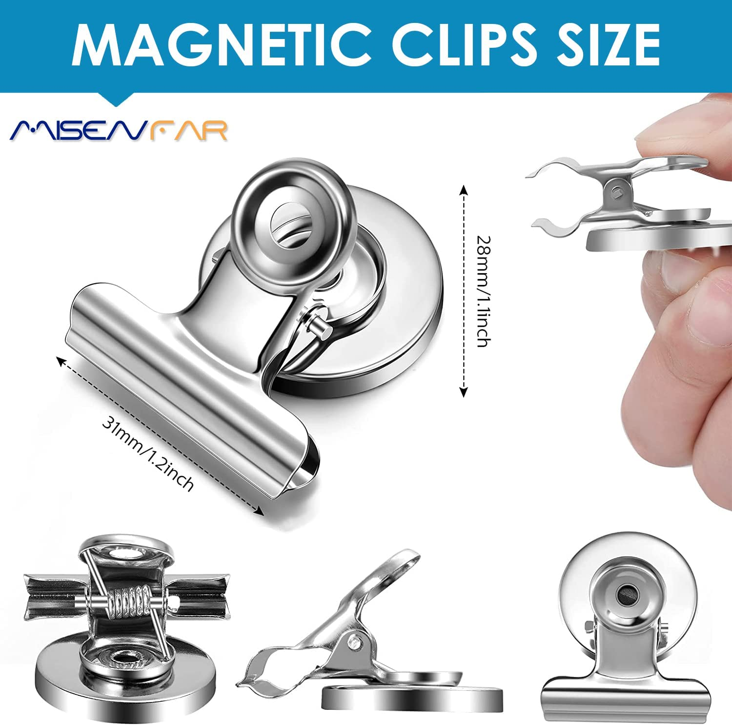 24 Pcs Magnetic Clips, Strong Fridge Magnets Refrigerator Magnets with Clips, Heavy Duty Fridge Magnet Clips Whiteboard Magnets for Office School Kitchen Home Supplies image number 1