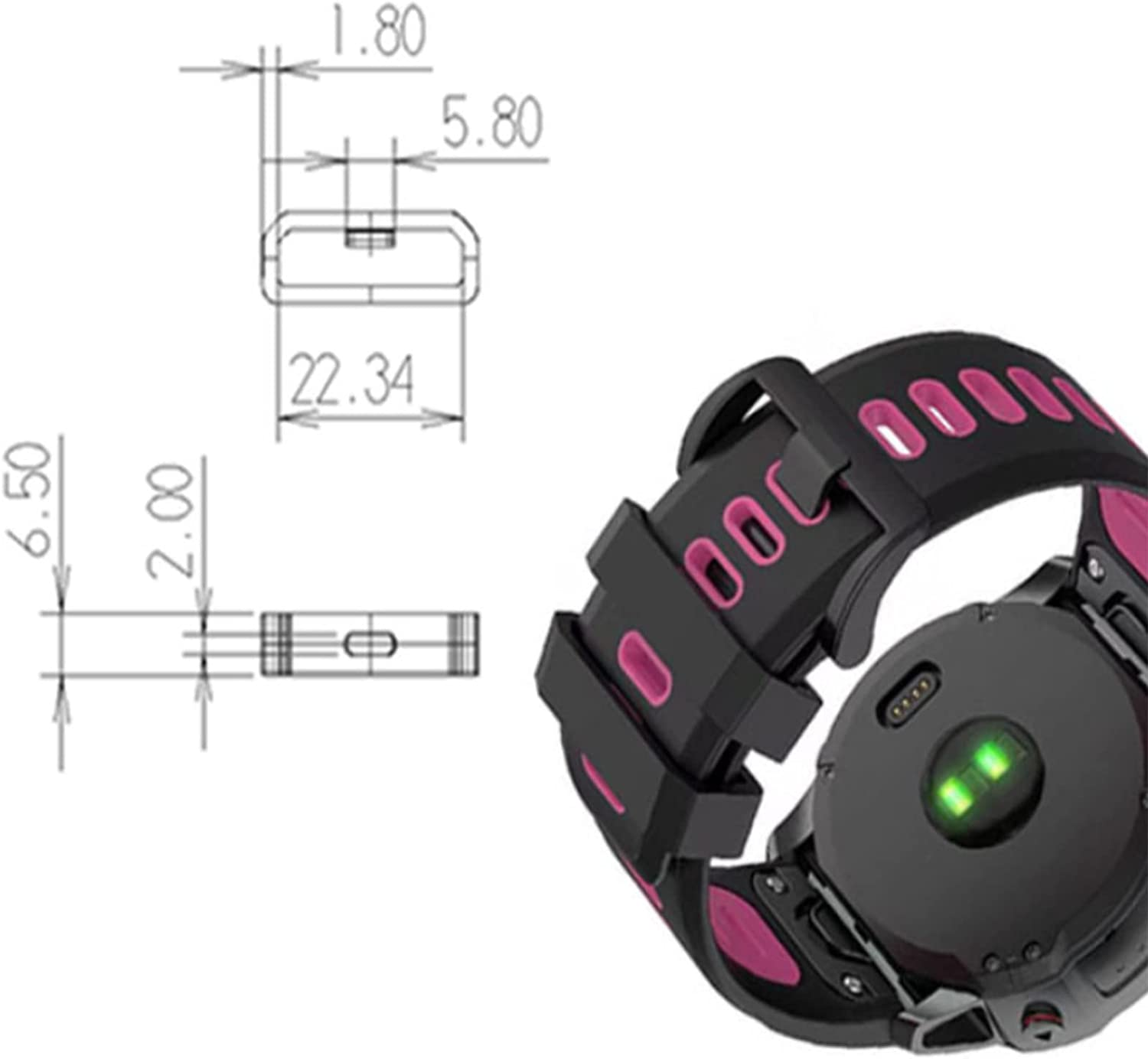 12 Pack - 22Mm Watch Band Strap Loops for Garmin, MH MOIHSING Replacement Secure Rings Compatible with Garmin Forerunner 945/935/630/235/735Xt/Fenix 5 Band,Silicone Fastener Ring Holder Loops, Black image number 4