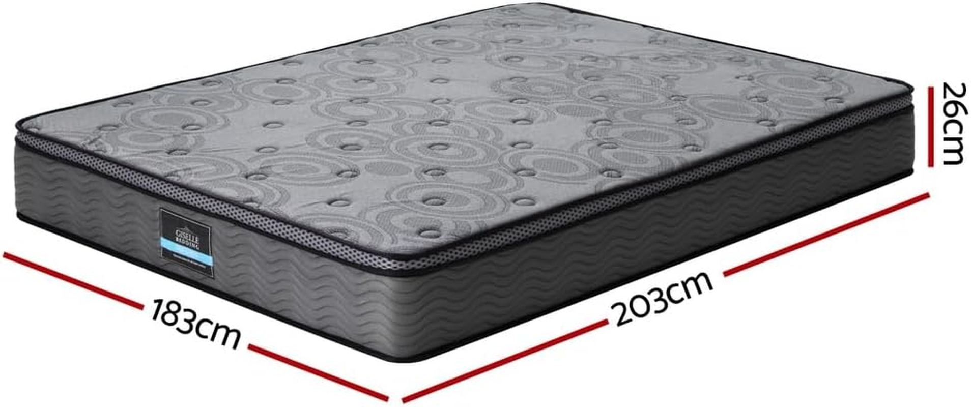 Giselle Bedding Mattress Bed Pocket Spring 26Cm King Euro Top Medium Firm Foam image number 3