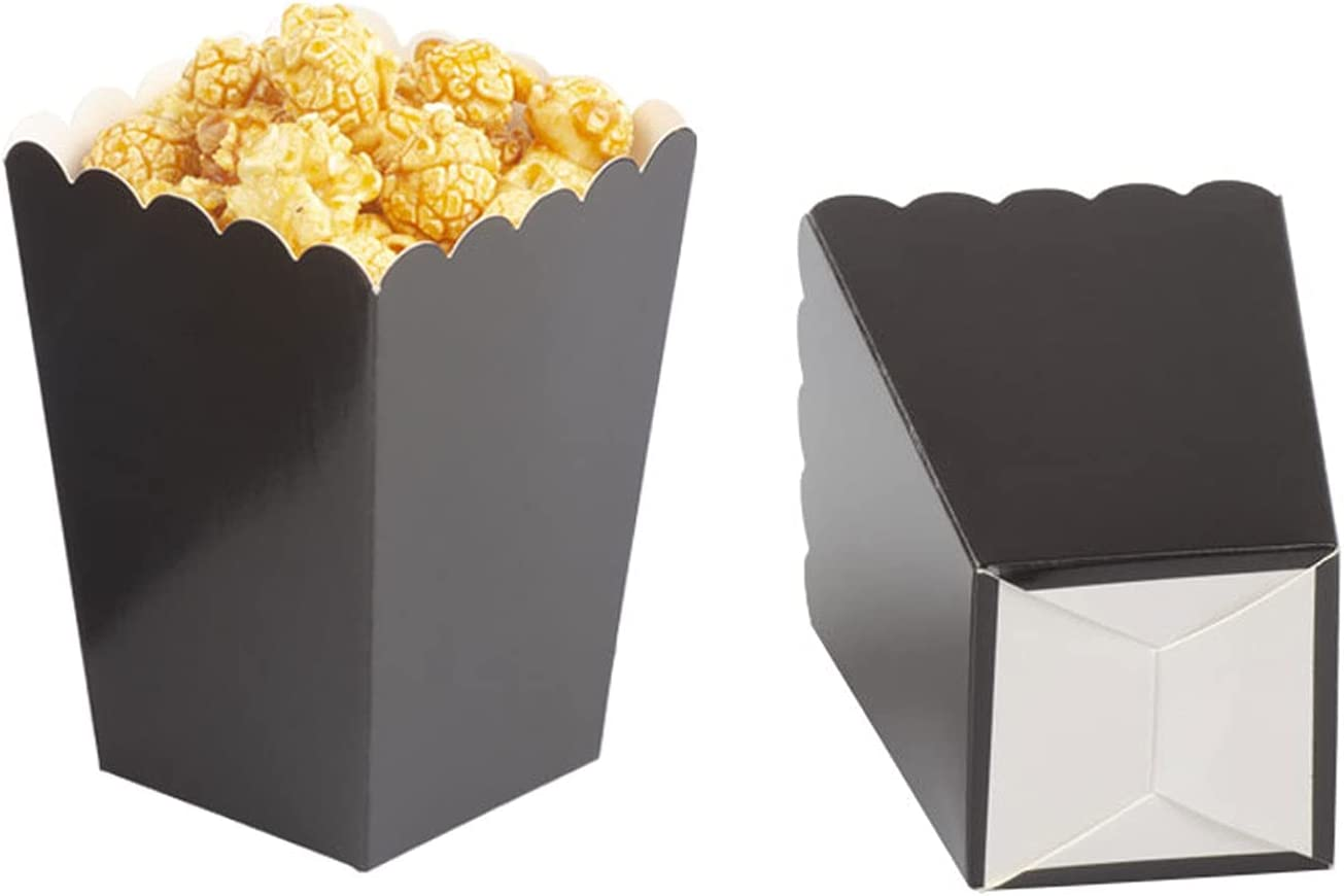 Black Popcorn Boxes Cardboard Popcorn Favor Containers,Pack of 24