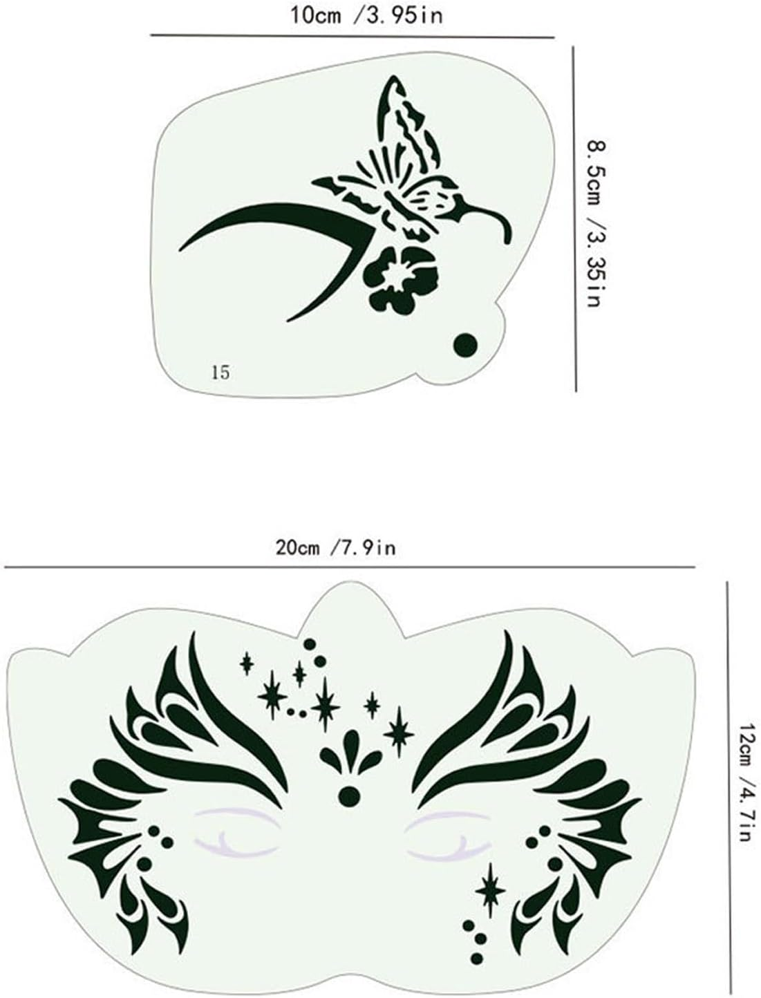28 Pcs Face Paint Stencils Kit - Reusable Face Tattoo & Body Makeup Painting Templates for Kids & Adults image number 3