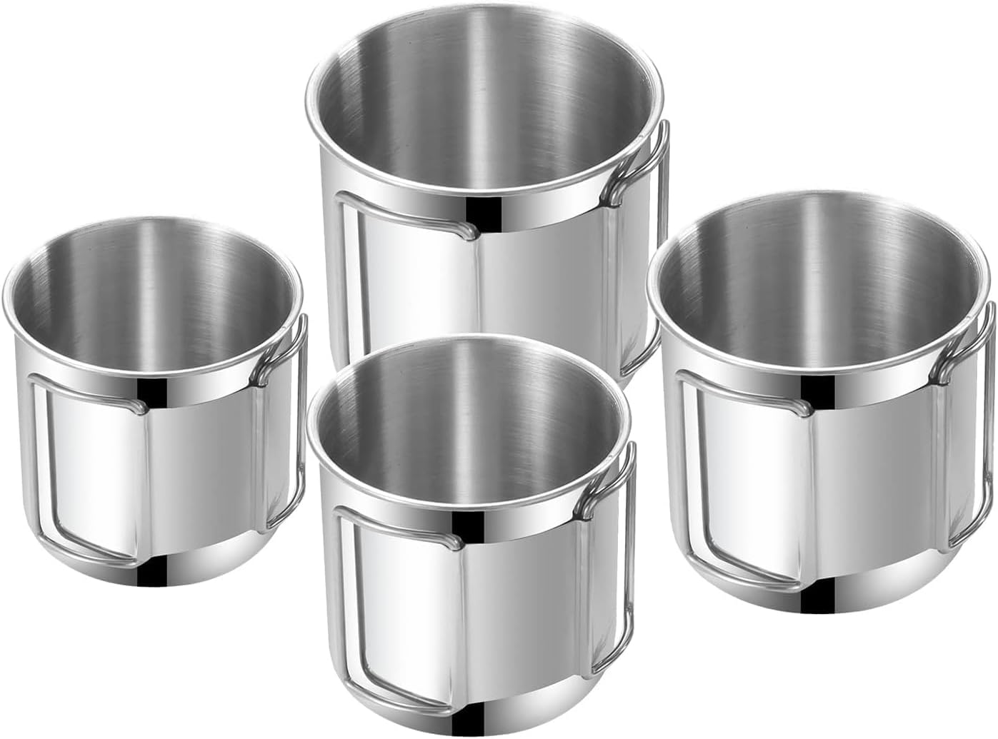 Pobowlgarls 4-Piece Outdoor Camping Mug Set, 304 Stainless Steel Mug Set with Foldable Handles for Camping, Hiking, Backpacking, Picnic image number 5