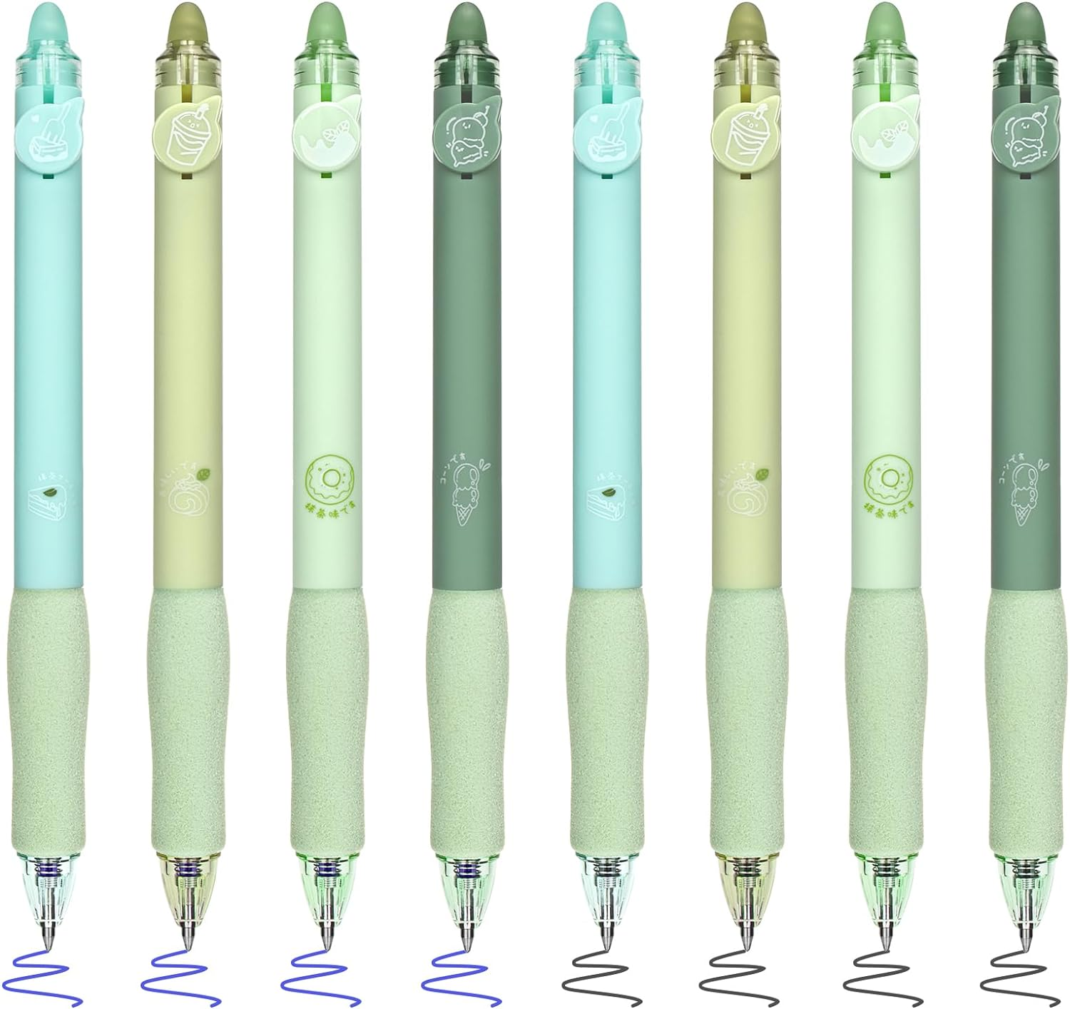 BAYTORY 8Pcs Cute Retractable Erasable Gel Pens, Blue and Black Ink Pen with Eraser Clear, Smooth Writing Comfortable to Use for Note Taking Marking Planner Crossword Puzzles (Blue)