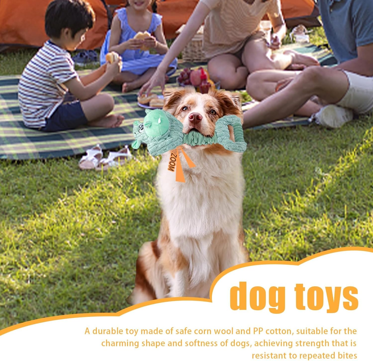 XICEN Puppy Teething Toys, Hippo Dog Chew Toy with Tug of War Handle, Lamb Chop Dog Toy, Interactive Dog Toy, Stuffed Dog Toy, Chew Teething Toy, Cute Soft Pet Toy image number 3