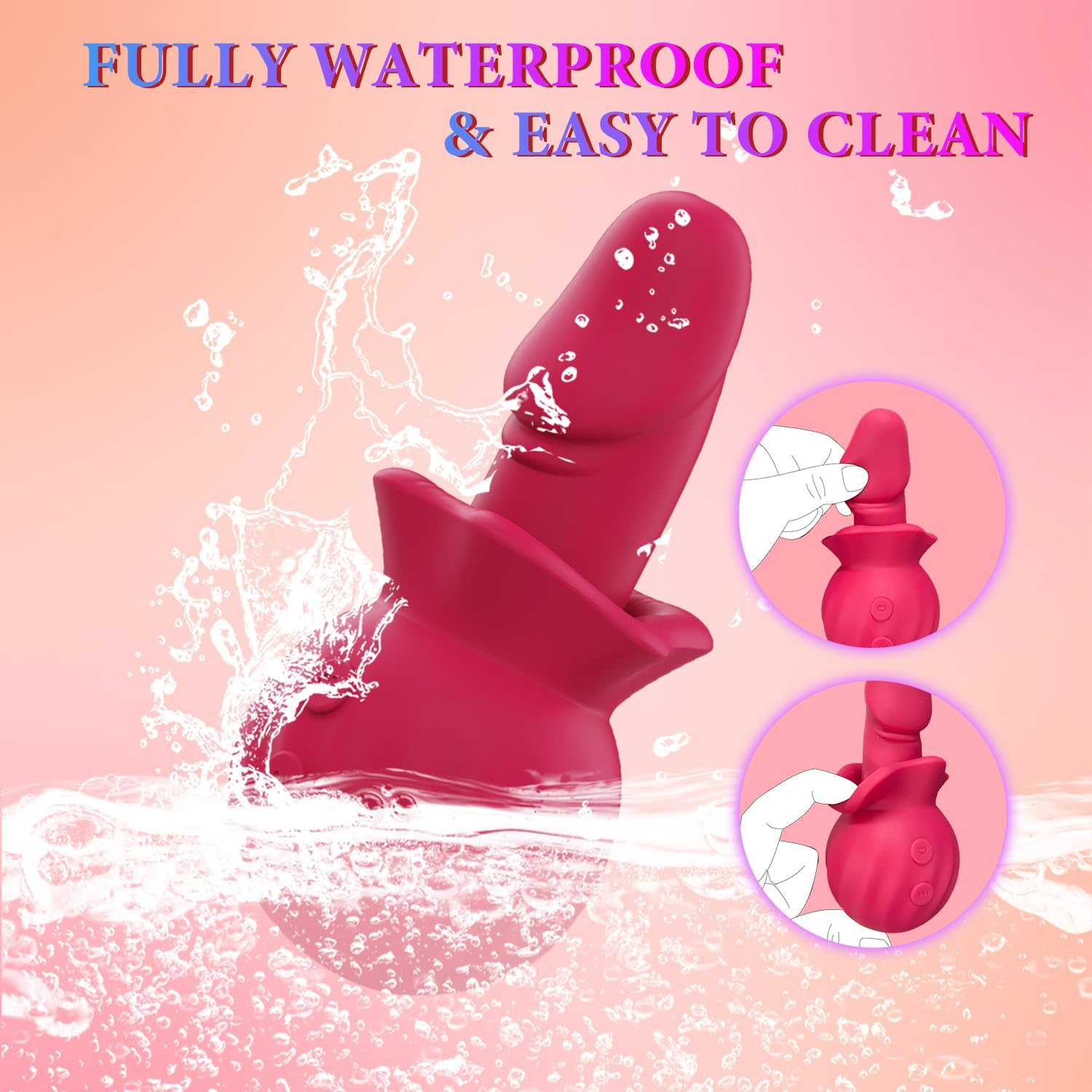 2024 Newest Rose Waterproof Silicone Toy, Rose Red Toys Relaxing Toy for Couple Women Men Adult