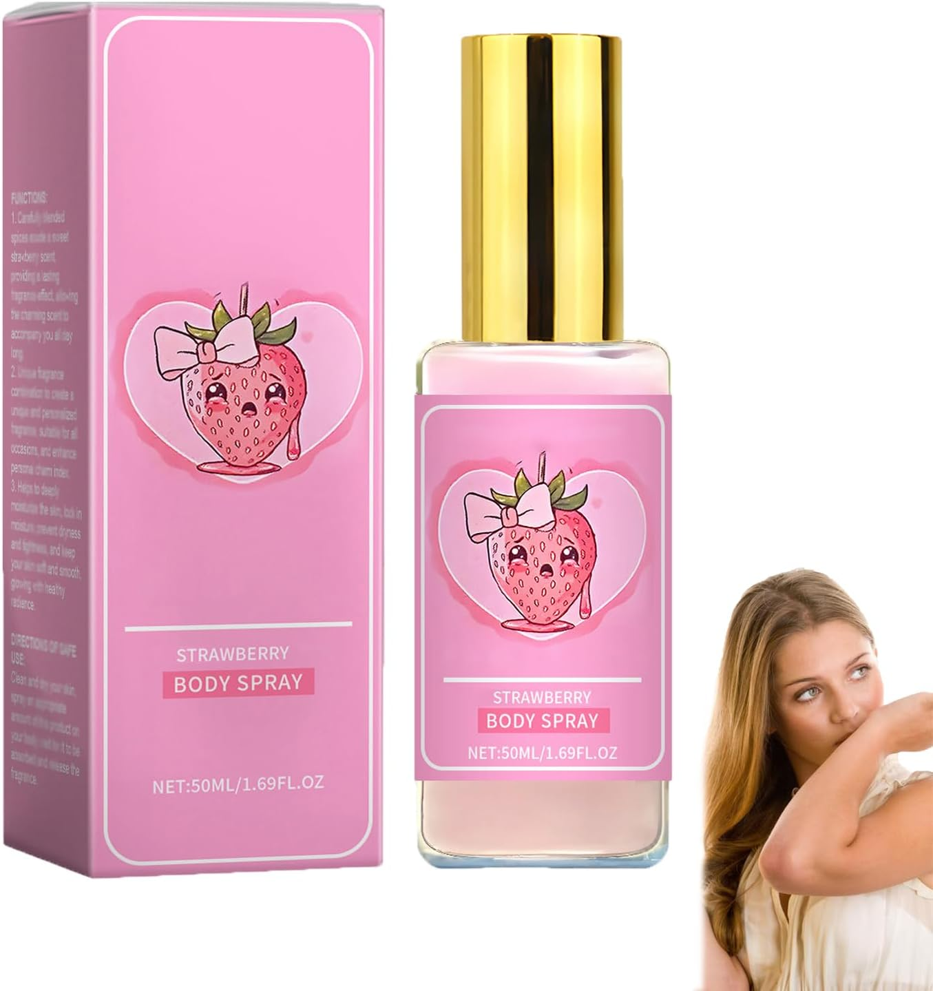 Pink Tears Strawberry Body Mist, Refresh Strawberry Body Milk Mist, Long-Lasting Fragrance Spray for Women, Nourishing Body & Hair with Refreshing Scent, Hydrating Lightweight (2Pcs)