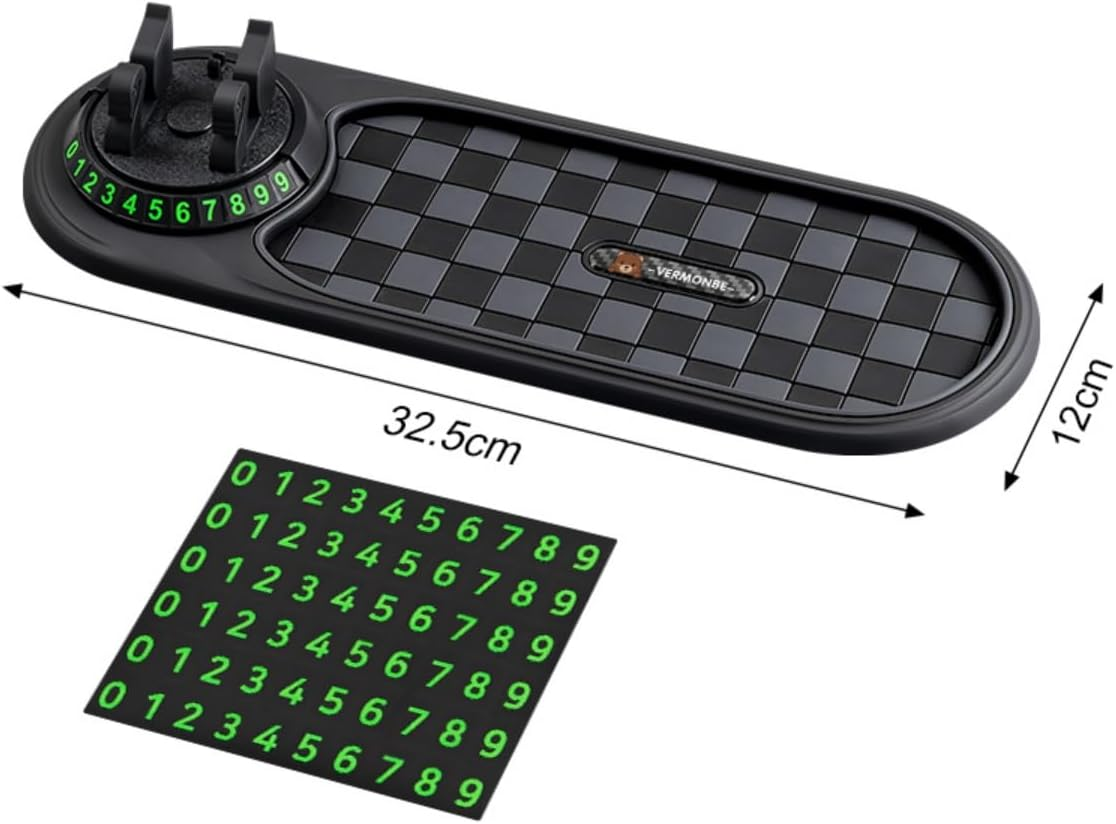 Mobile Phone Stand Holder,360&deg; Adjustable Dashboard Stand with Anti-Slip Pad,Mobile Phone Holder for Car,Includes Parking Number Plate,Car Holder Mobile Phone,Car Mount. image number 2