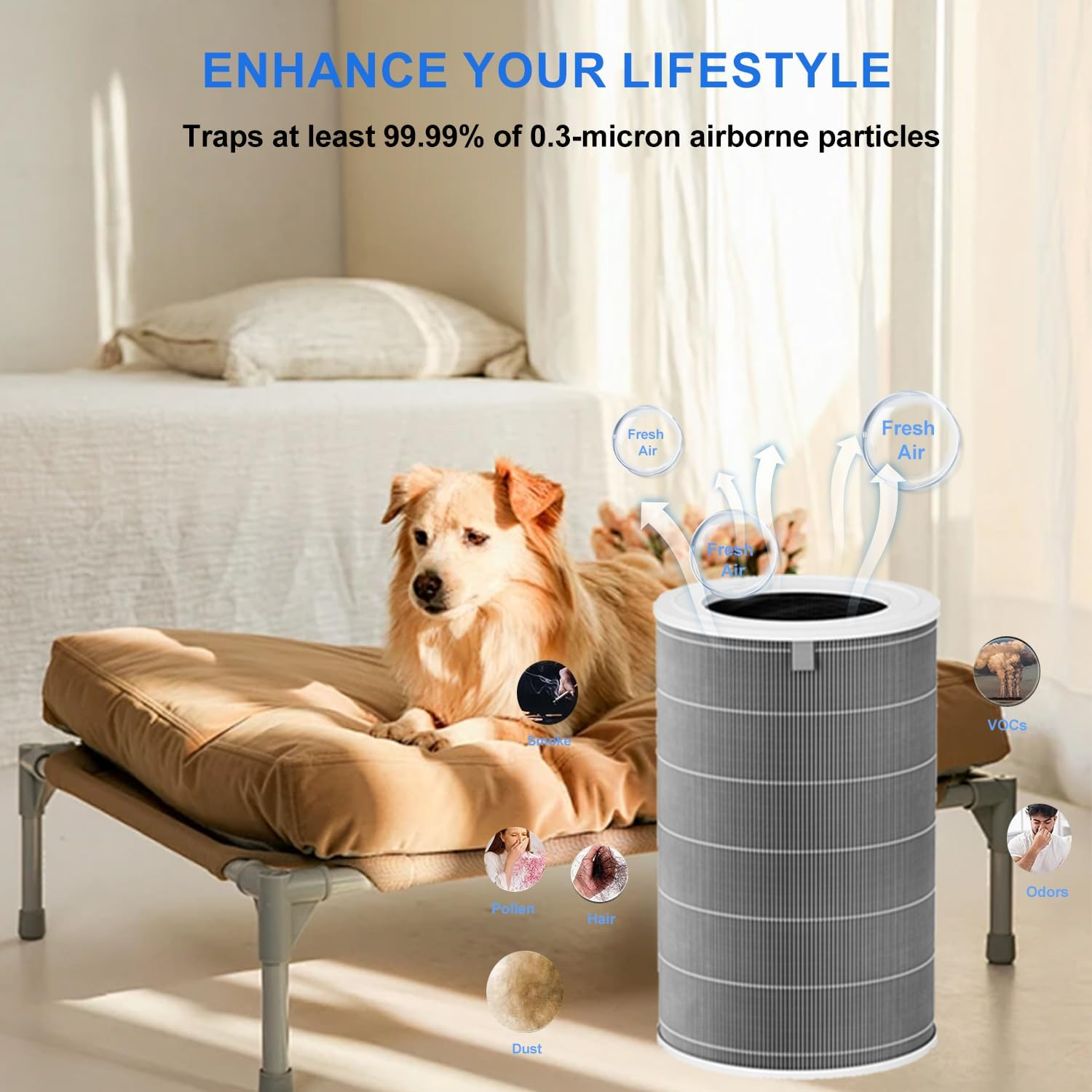 HEPA Activated Carbon Replacement Filter for Xiaomi Mi Air Purifier 2/2H/2C/2S/2 Pro, 3/3H/3C/3 Pro, Grey image number 3