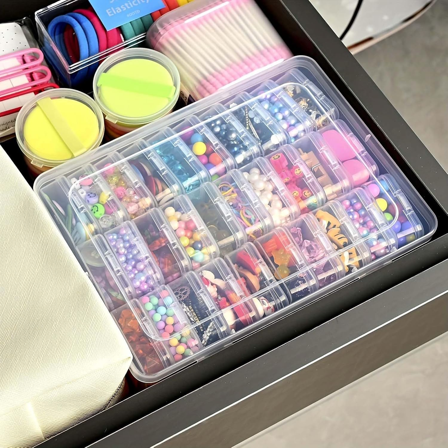 Plastic Sorting Box, Beads Storage Box, Sorting Boxes with Compartments, 30 PCS Clear Little Boxes with Lid, Diamond Art Boxes, Storage Box for Pearls, Pills, Jewelry, Earrings, Sequins, Craft Storage image number 2