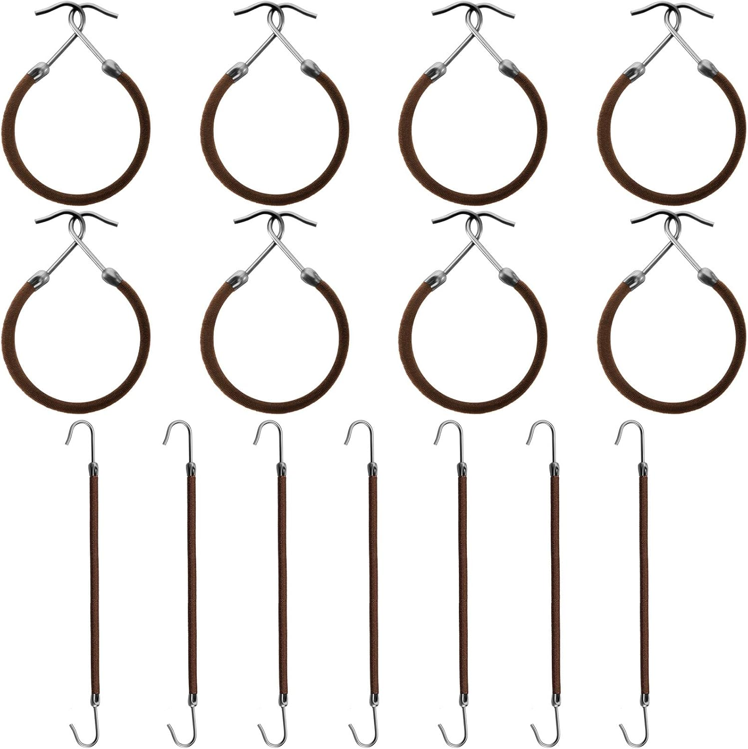 Hotop 15 Pieces Elastic Hook Hair Tie Styling Ponytail Holder Hooks Hair Cord for Curly Hair Long Hair (Blonde)