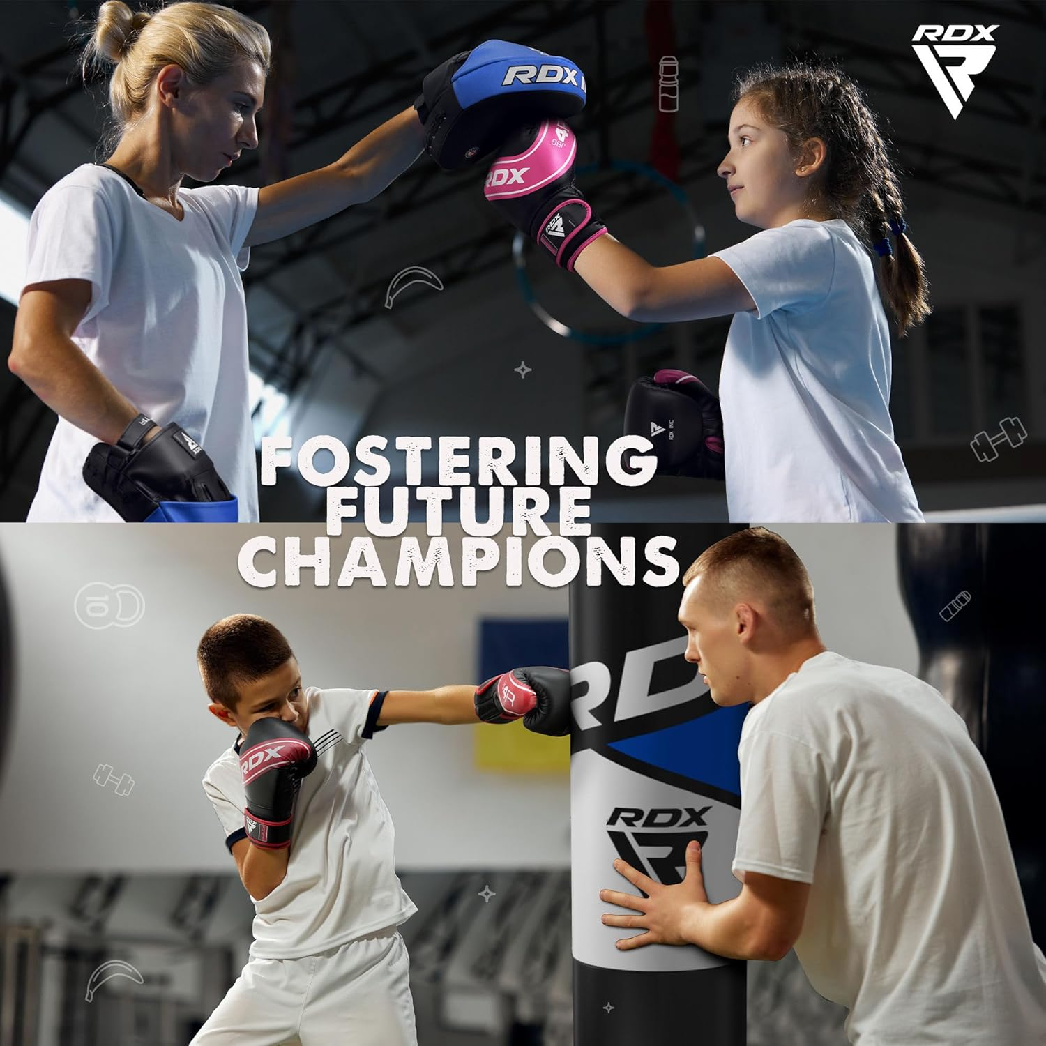 RDX Kids Boxing Gloves, 6Oz 4Oz Junior Training Mitts, Maya Hide Leather Ventilated Palm, Muay Thai Sparring MMA Kickboxing, Punch Bag Speed Ball Focus Pads Punching Workout, Youth Games Fun image number 2