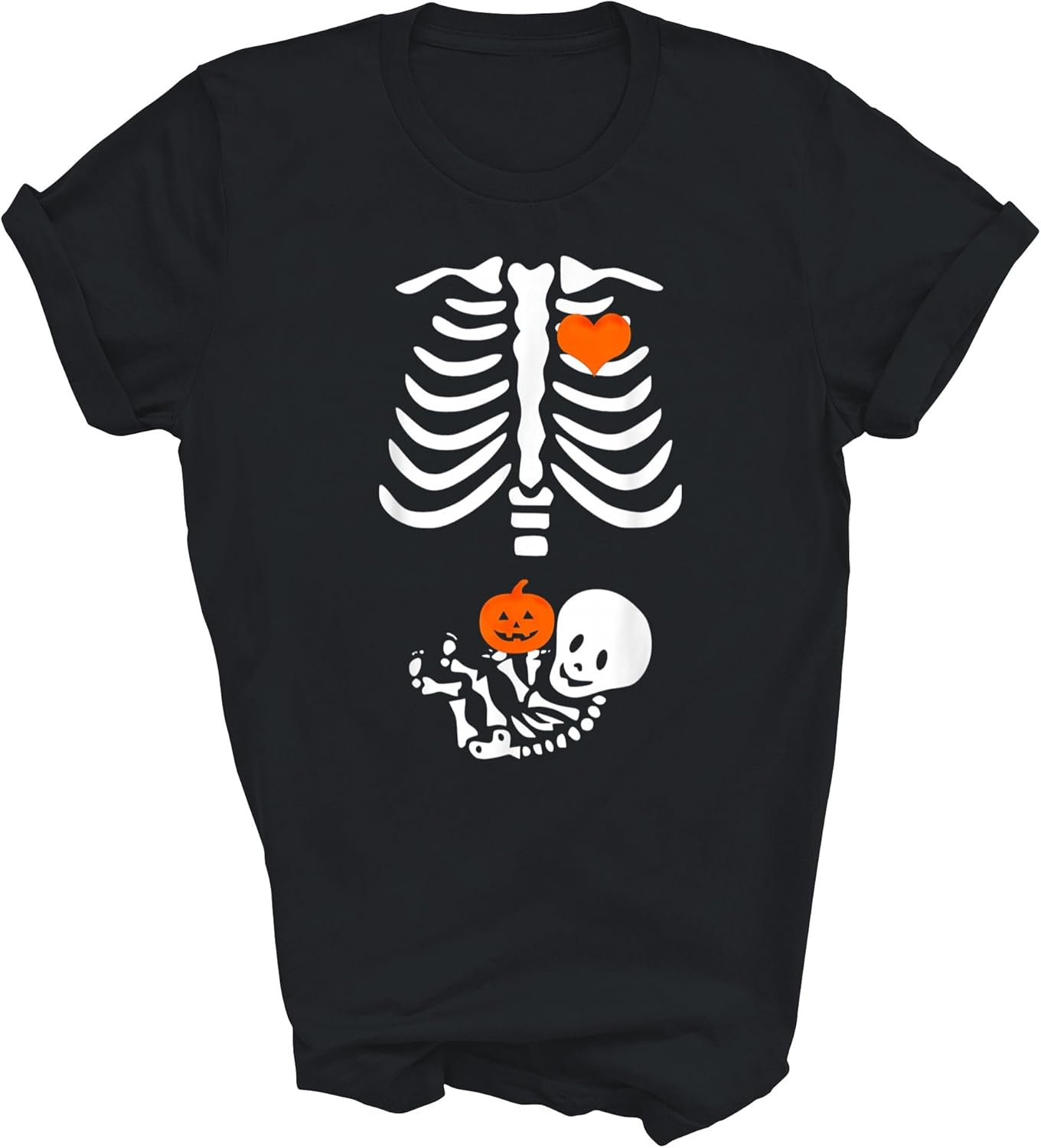 Halloween Skeleton Rib Cage Maternity Pregnant Pumpkin Unisex Shirt Men Women Gift