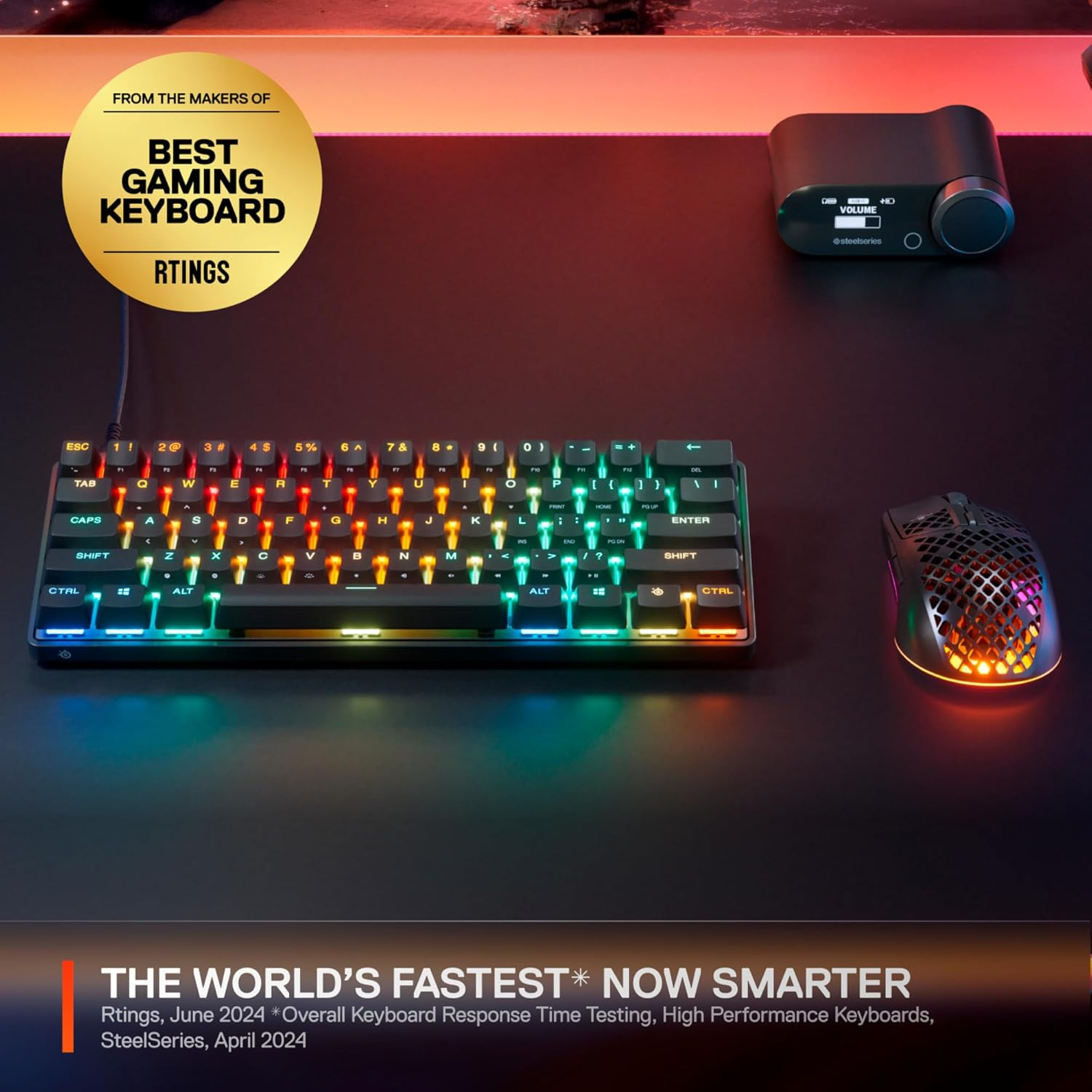 Steelseries Apex Pro Mini Gen 3 with Omnipoint 3.0 Hypermagnetic Switch - Adjustable Actuation - Rapid Trigger - Game Presets - Protection Mode - Rapid Tap/Socd - RGB -PBT Keycaps - DE QWERTZ image number 5
