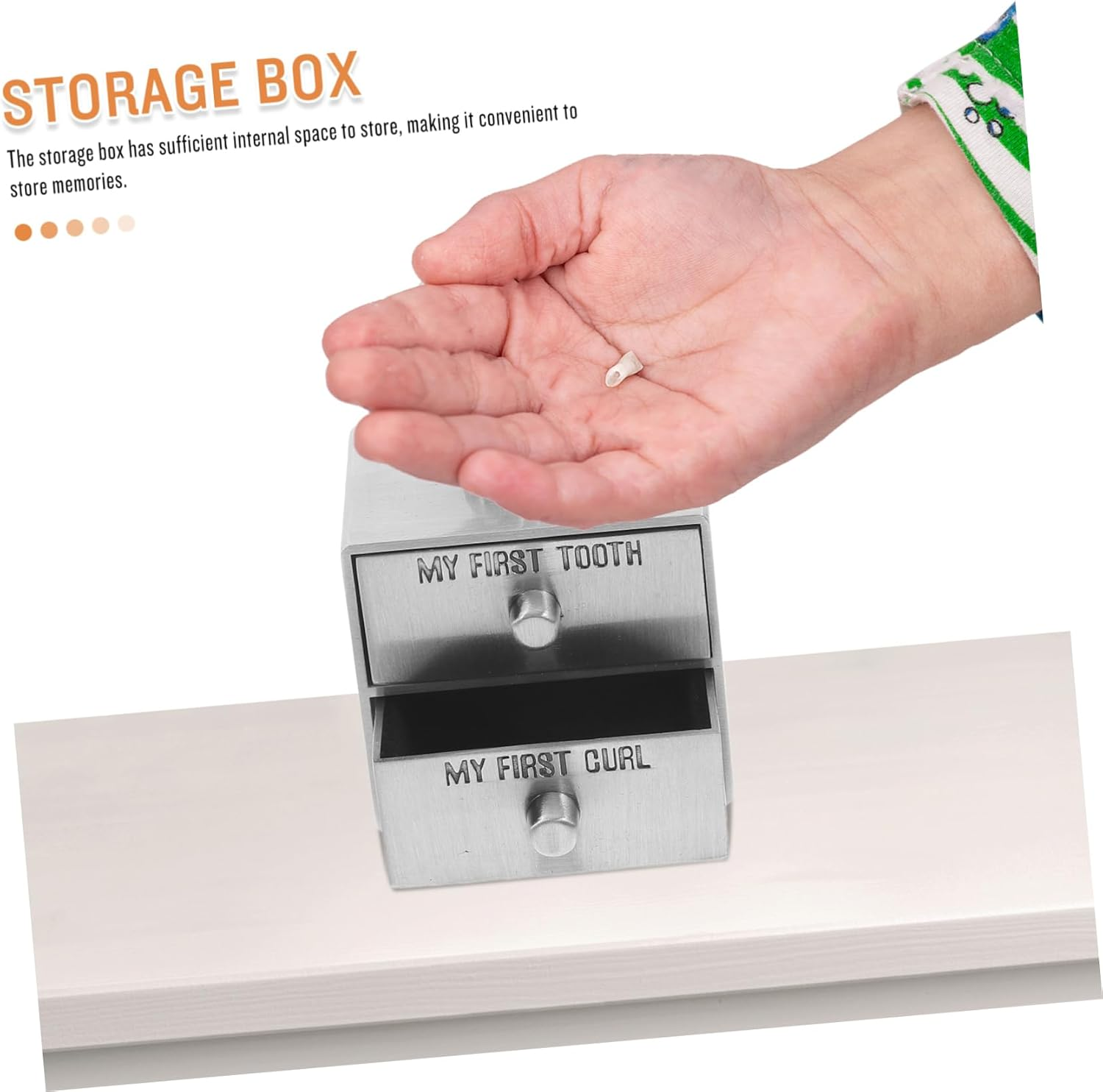 Metal Tooth Keepsake Box for Boys and Lost Deciduous Tooth Storage Organizer Curl Trinket Box Drawer Memories