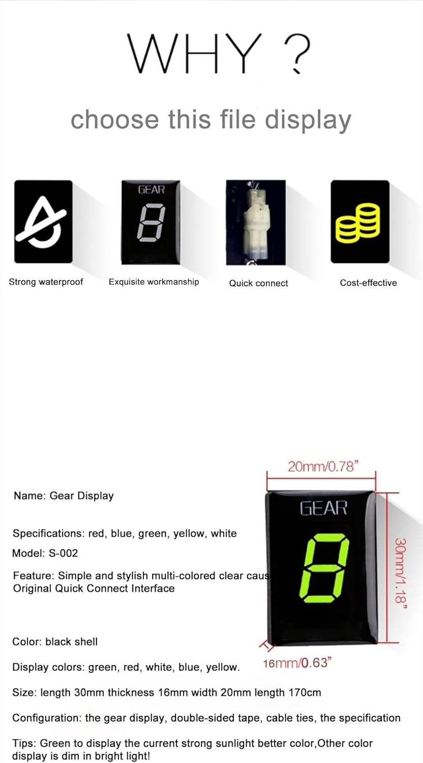 Gear Indicators, for CB300F CB 300 F 2015 2016 2017 2018 CB 300F Motorcycle Accessories1-6 Speed Gear Display Indicator Digital Meter (Size : Only Bracket-Red) image number 5