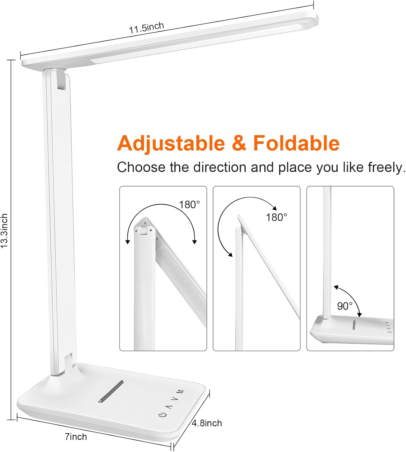 Jumoking Desk Lamp LED Dimmable Eye Protection, Desk Lamp with 5 Colours and 5 Brightness Levels, Table Lamp with USB Charging Port, Touch Control for Children, Bedroom, Reading, Offices (White) - Pink Pro image number 7