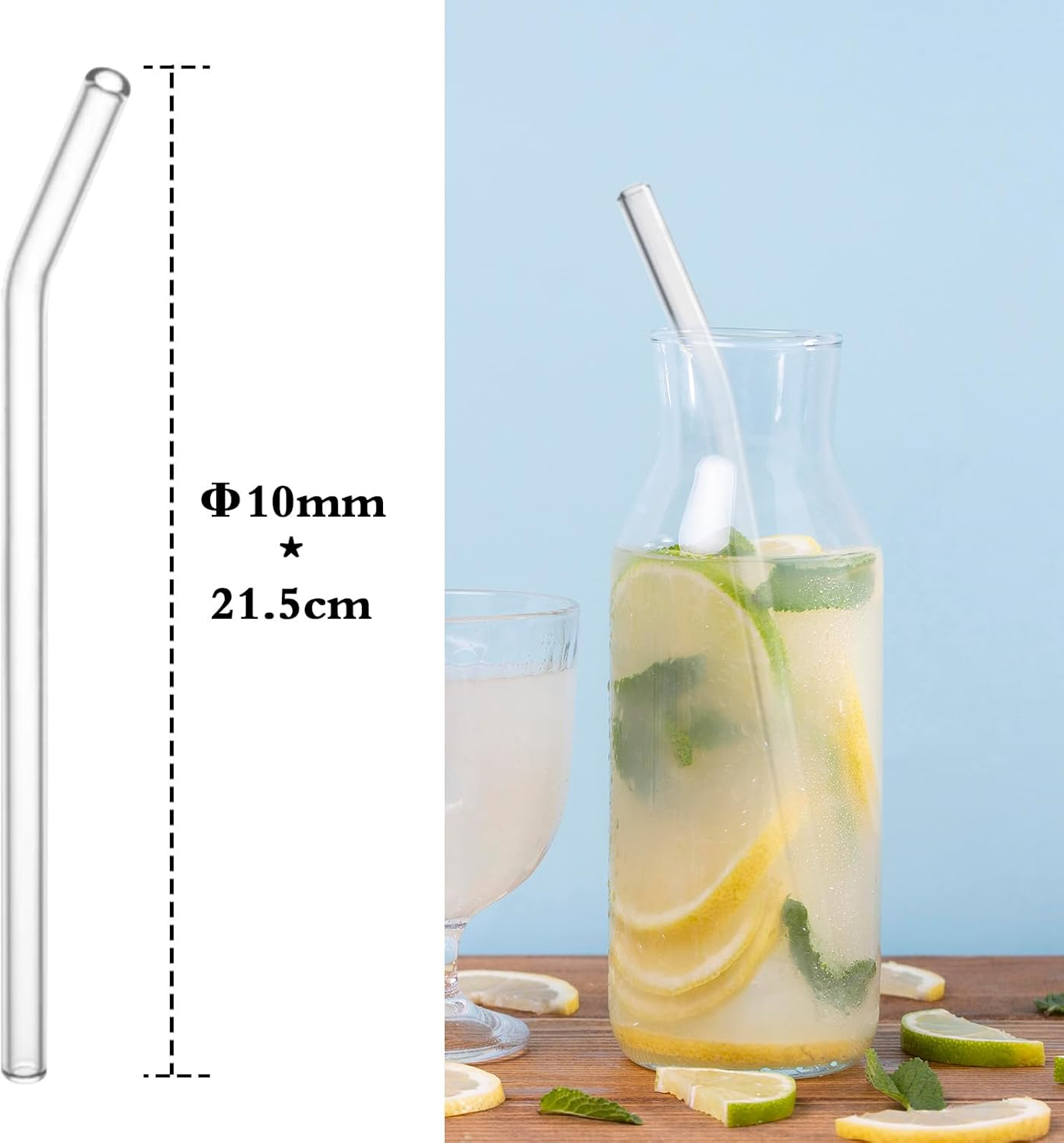 12-Pack Glass Straws Reusable Drinking Straw, Including 4 Straight and 4 Bent Straws & 2 Extra Wide Straw with 2 Cleaning Brushes, Dishwasher Safe for Smoothies, Milkshakes, Juices