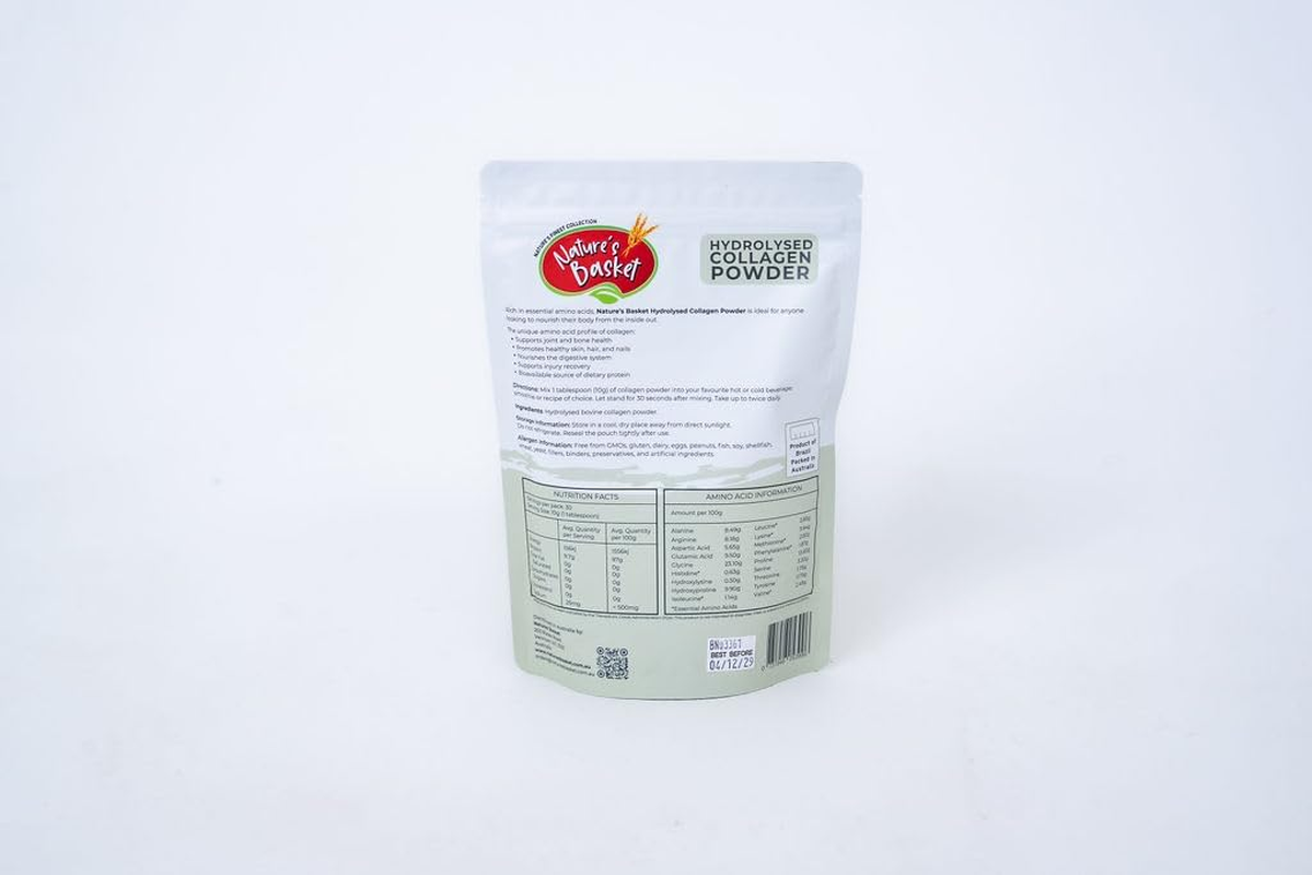 Nature'S Basket Hydrolysed Collagen Powder, Unflavoured, Grass Fed, Paleo and Keto Friendly, 300G image number 1