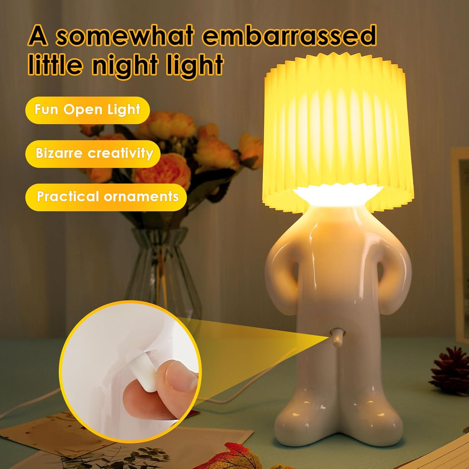 DJAPWPX Shy Boy Table Lamp, Creative Little Shy Man Lamp with Warm Light, Funny Bedside Night Light for Adults Men Women image number 2