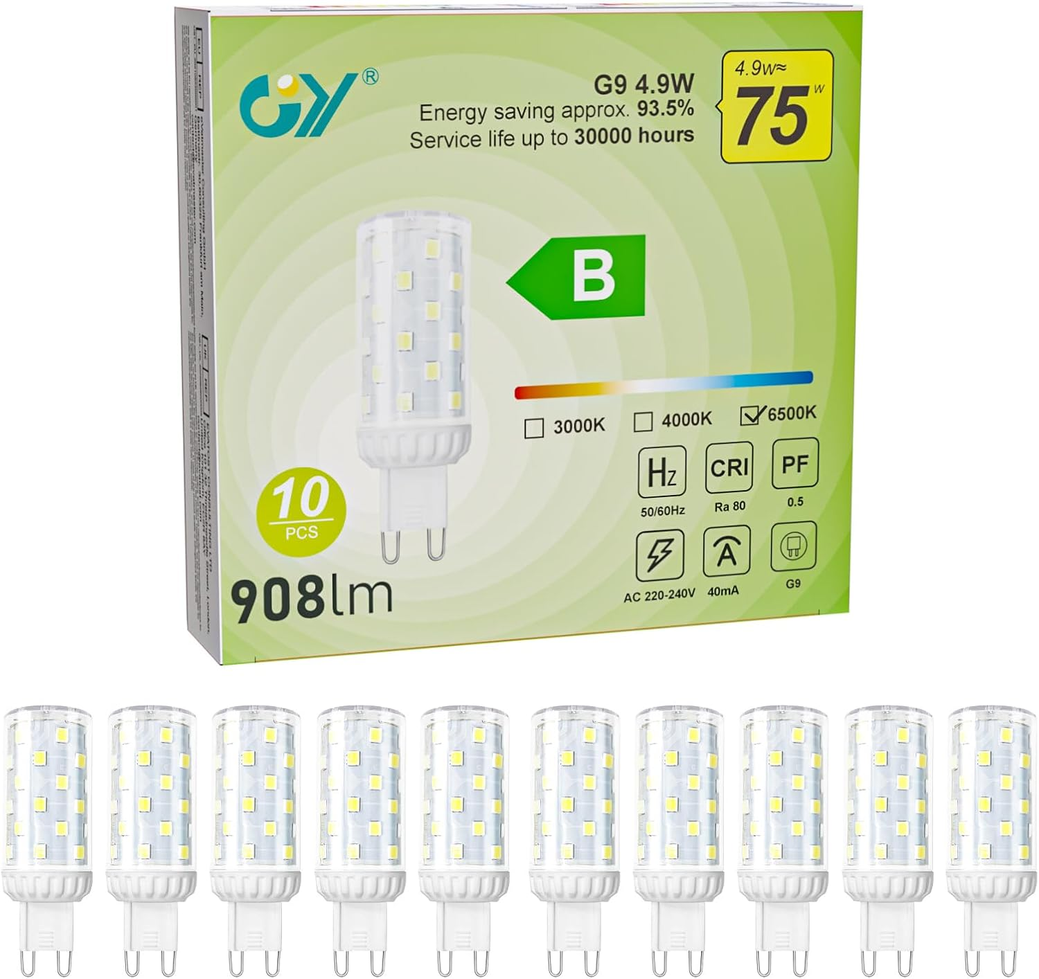 GY G9 LED Bulbs,3.2W Neutral White 4000K Energy Saving Light Bulbs,Equivalent to 40W,520 Lumen No Flicker, Not Dimmable for Home Lighting Decor,5 Pack