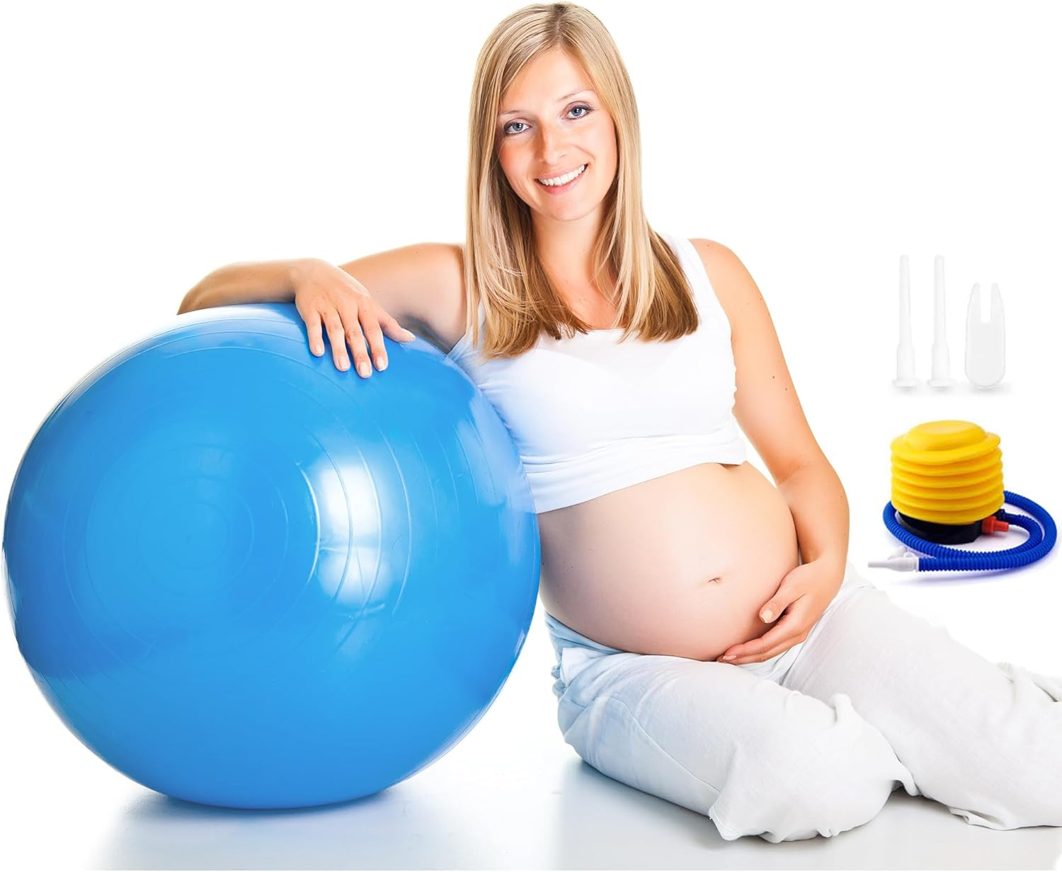 Anti-Burst Exercise Ball,Yoga Ball Chair with Pump Device,Non-Slip Matte Pilates Ball,Balance Ball for Stretching Core Yoga Pilates Birthing Pregnancy Stability Gym Workout Training