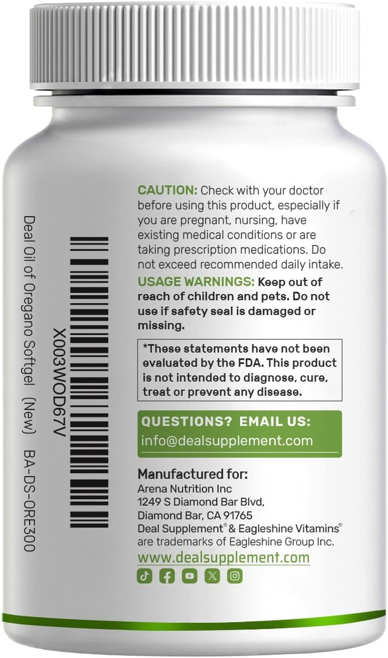 Deal Supplement Oil of Oregano Softgels with Black Seed Oil, 9,000Mg per Serving, 300 Count &ndash; 30:1 Extract, Active Carvacrol & Thymoquinone &ndash; Antioxidant Immune Health Support &ndash; Plant Based, Gmo-Free image number 1