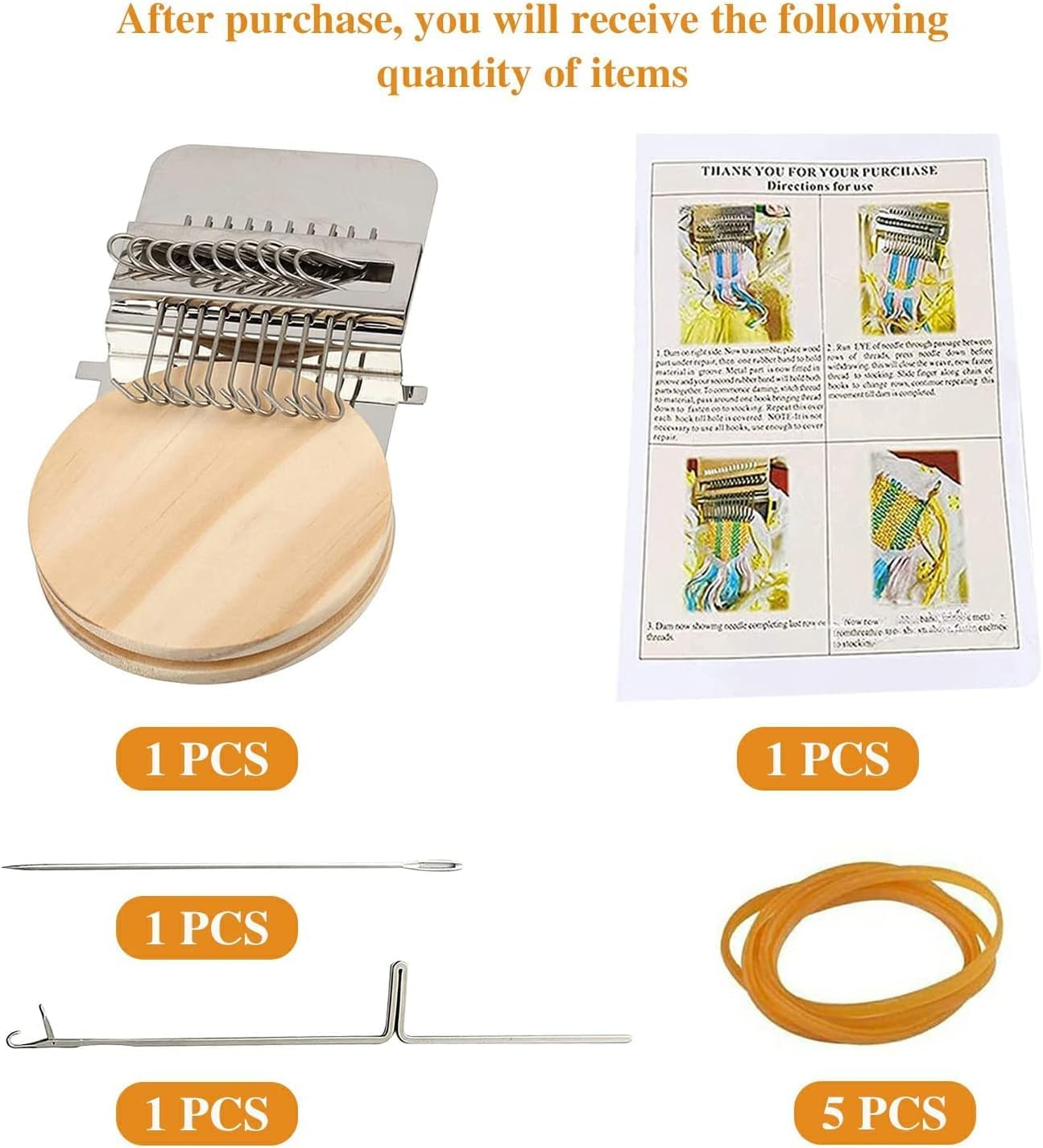 Small Wooden Speedweve Darning Loom Type Weave Tool, 10 Hooks - Weaving Frame for Jeans Mending