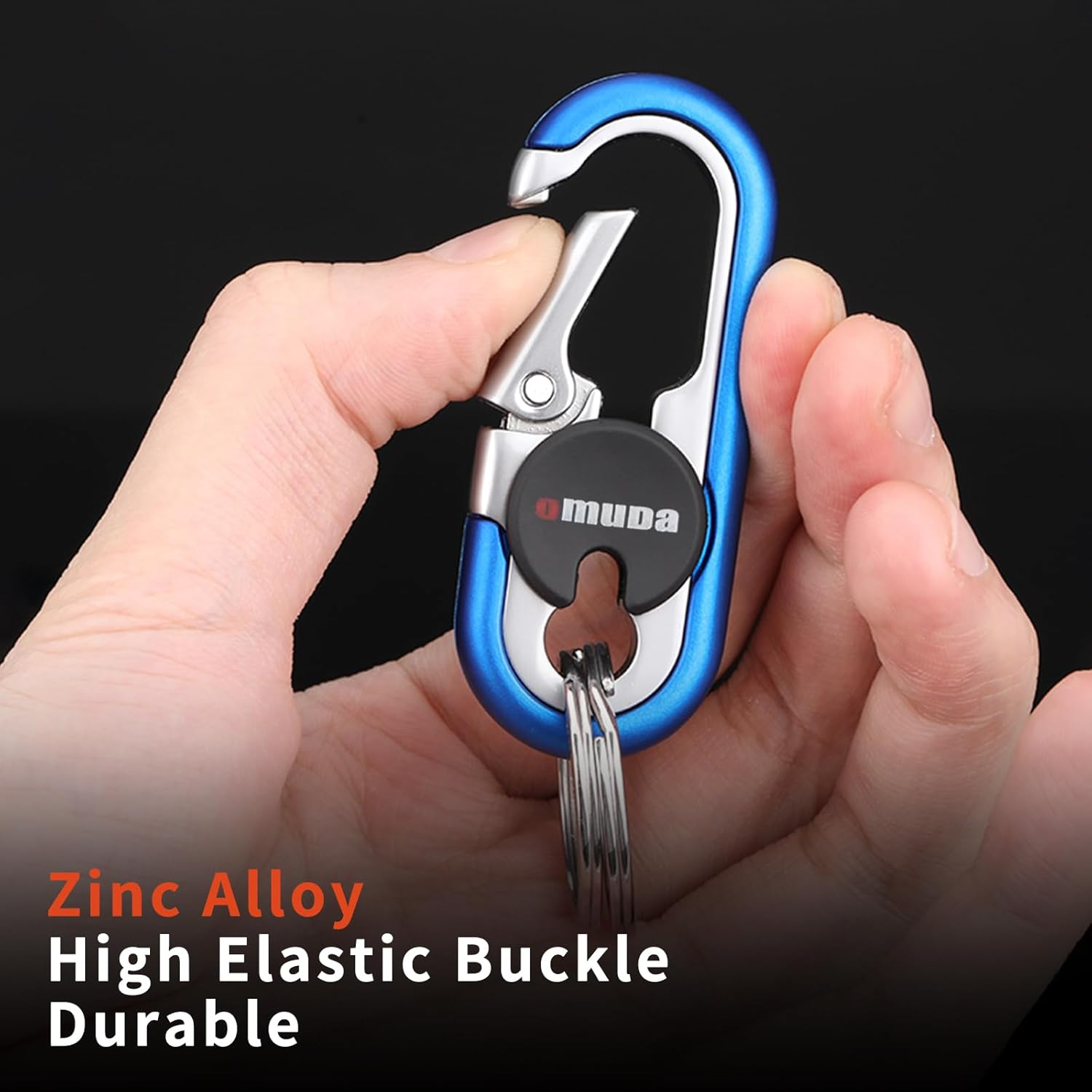 Key Chains Men, 2023 Car Key Chain for Men, Anti-Loss Keychain with Double Keyrings, Quick Release Key Chain - 2Pcs, Black+Blue image number 3