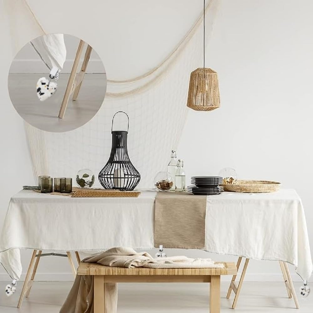 8 Pcs Tablecloth Weights Hangers,Heart-Shaped Table Cover Weights Stone,Table Weights Hangers with Metal Clip,Tablecloth Cover for Tablecloth Decoration,Family Dinner Outdoor Picnic image number 2