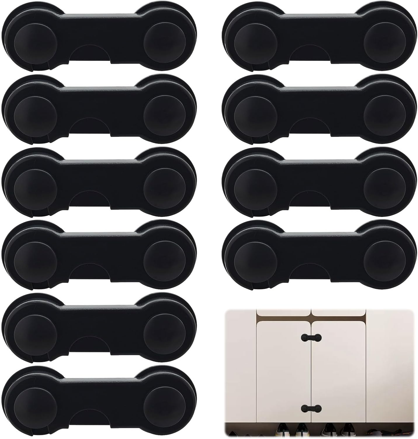 Child Safety Locks, Child Lock, Baby Proofing, 10 Pack Cabinet Locks for Babies, Cabinet Door Locks for Baby Proofing and Child Safety, Safe Quick Easy Use - No Tools or Drilling, Strong Adhesive image number 4