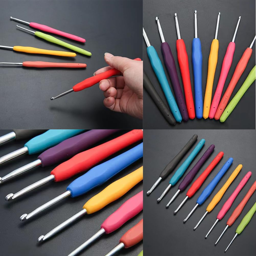 Crochet Hooks Set, Ergonomic Handle Crochet Hook Needles for Arthritic Hands, Knitting & Crochet Supplies for Beginners, Extra Long Crochet Needles Size (2.0Mm-6.0Mm) 9 Pack image number 2